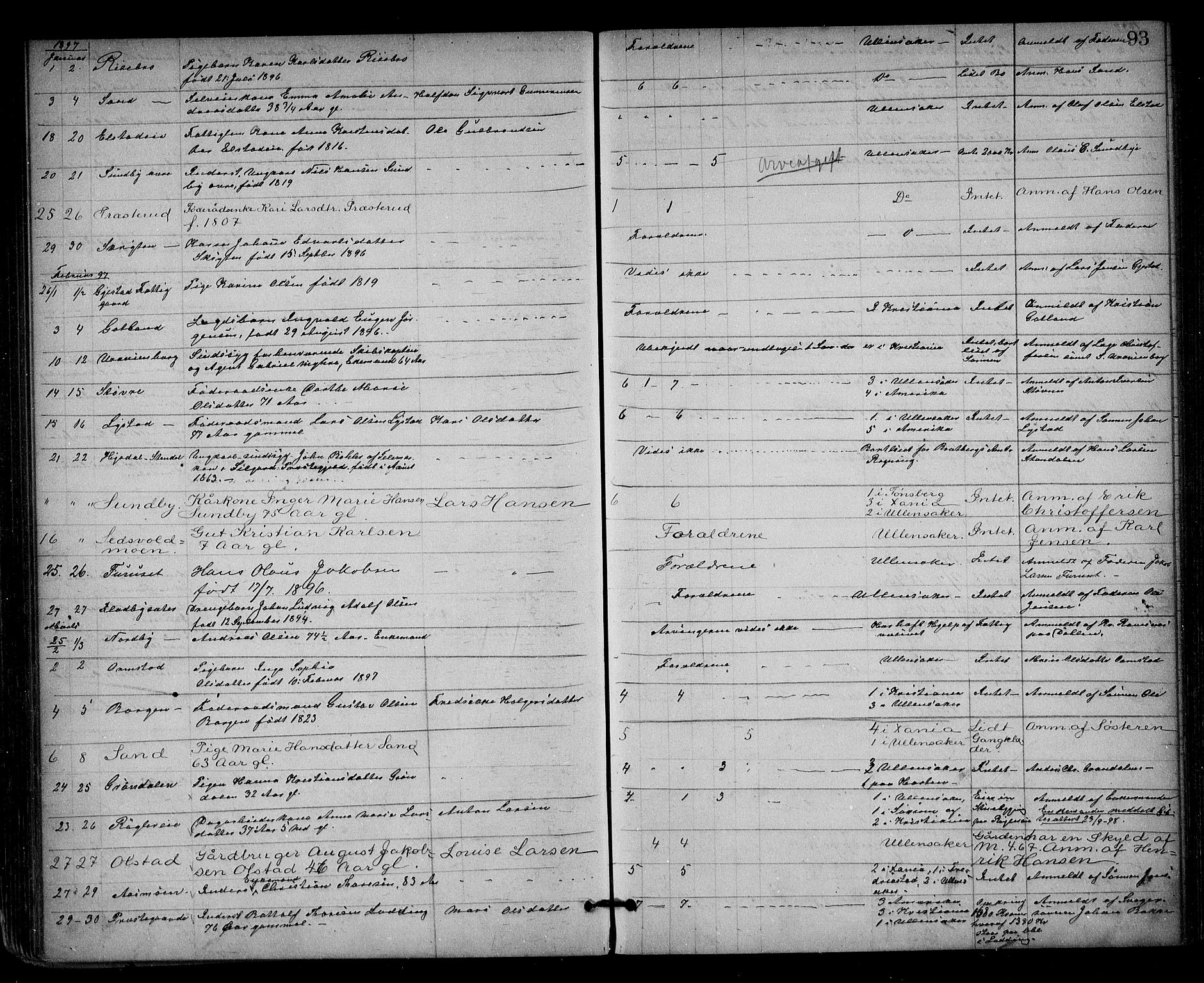 Nes tingrett, AV/SAO-A-10548/H/Ha/Haa/L0001: Dødsfallsprotokoll, 1876-1905, s. 93