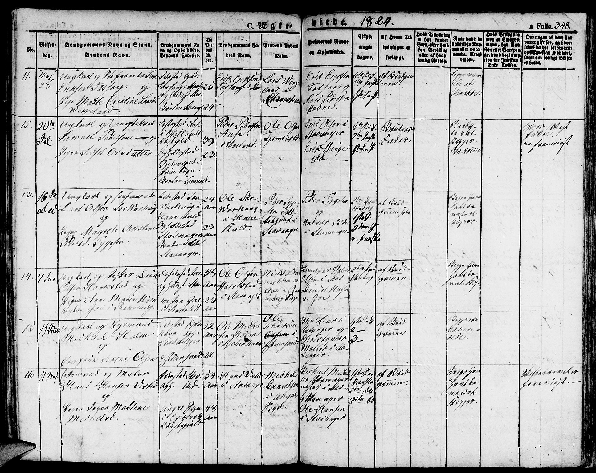 Domkirken sokneprestkontor, AV/SAST-A-101812/001/30/30BA/L0009: Ministerialbok nr. A 9, 1821-1832, s. 348