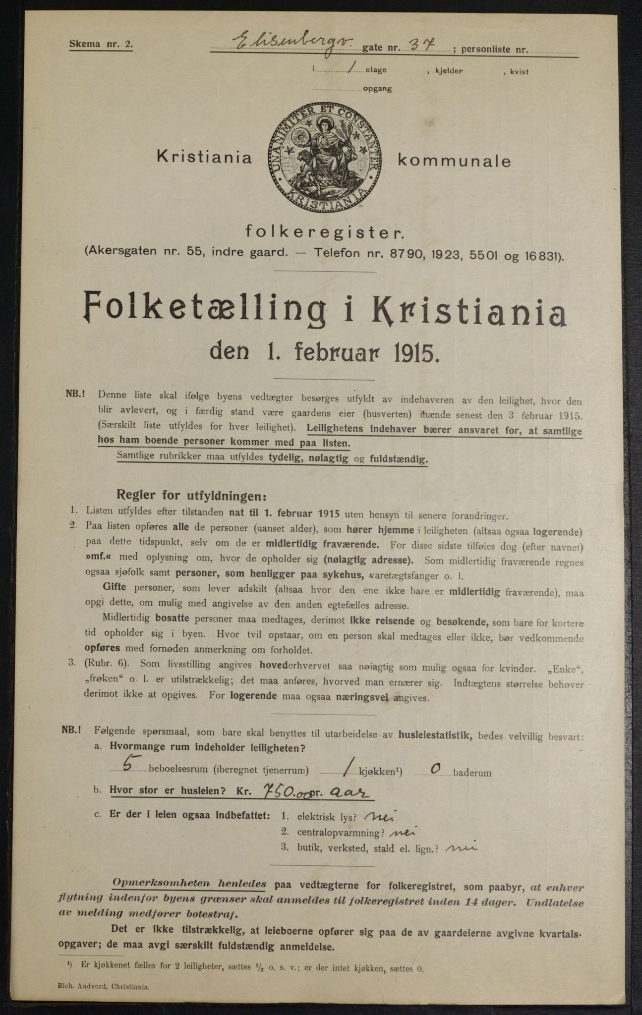 OBA, Kommunal folketelling 1.2.1915 for Kristiania, 1915, s. 20423