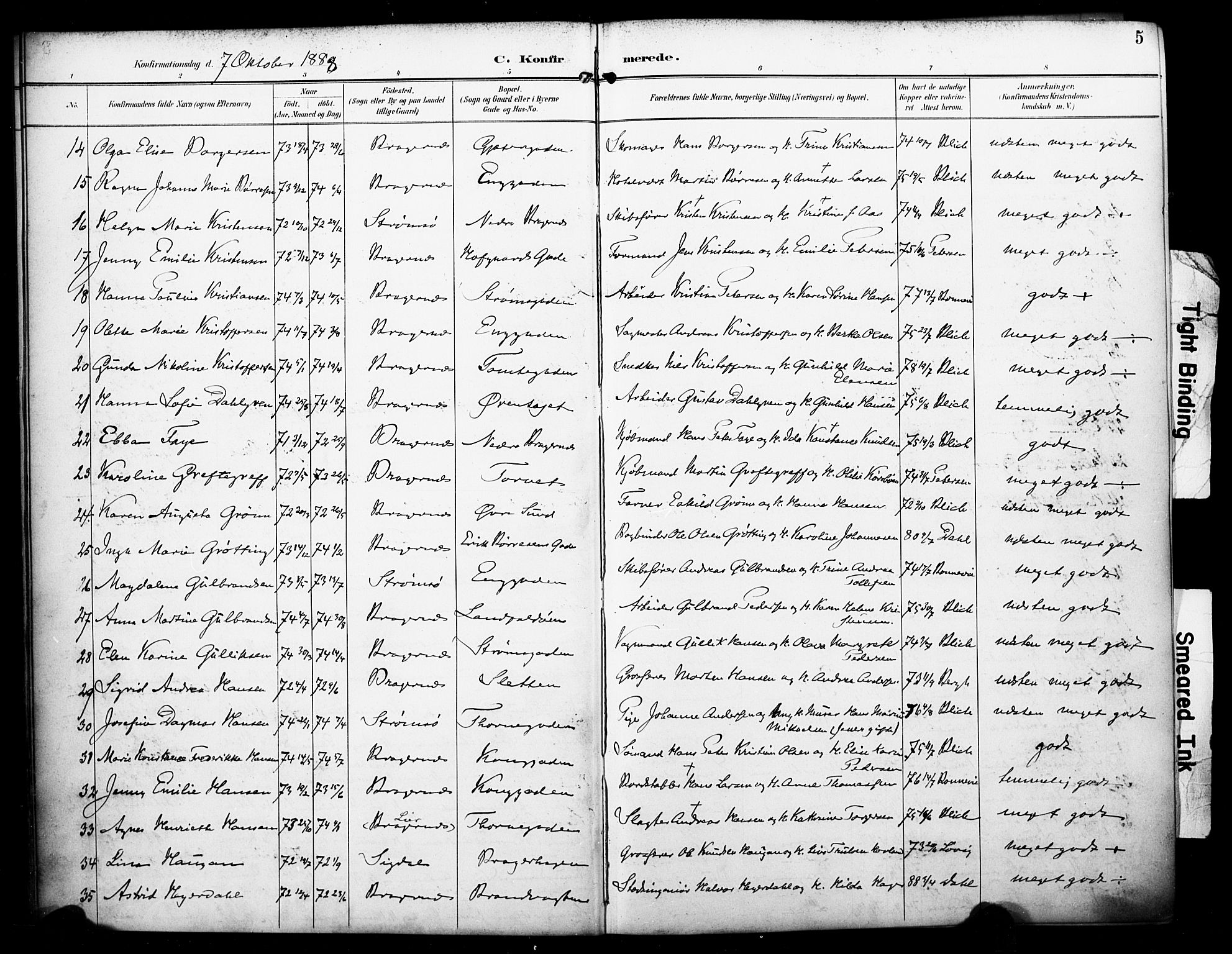 Bragernes kirkebøker, AV/SAKO-A-6/F/Fc/L0006: Ministerialbok nr. III 6, 1888-1899, s. 5