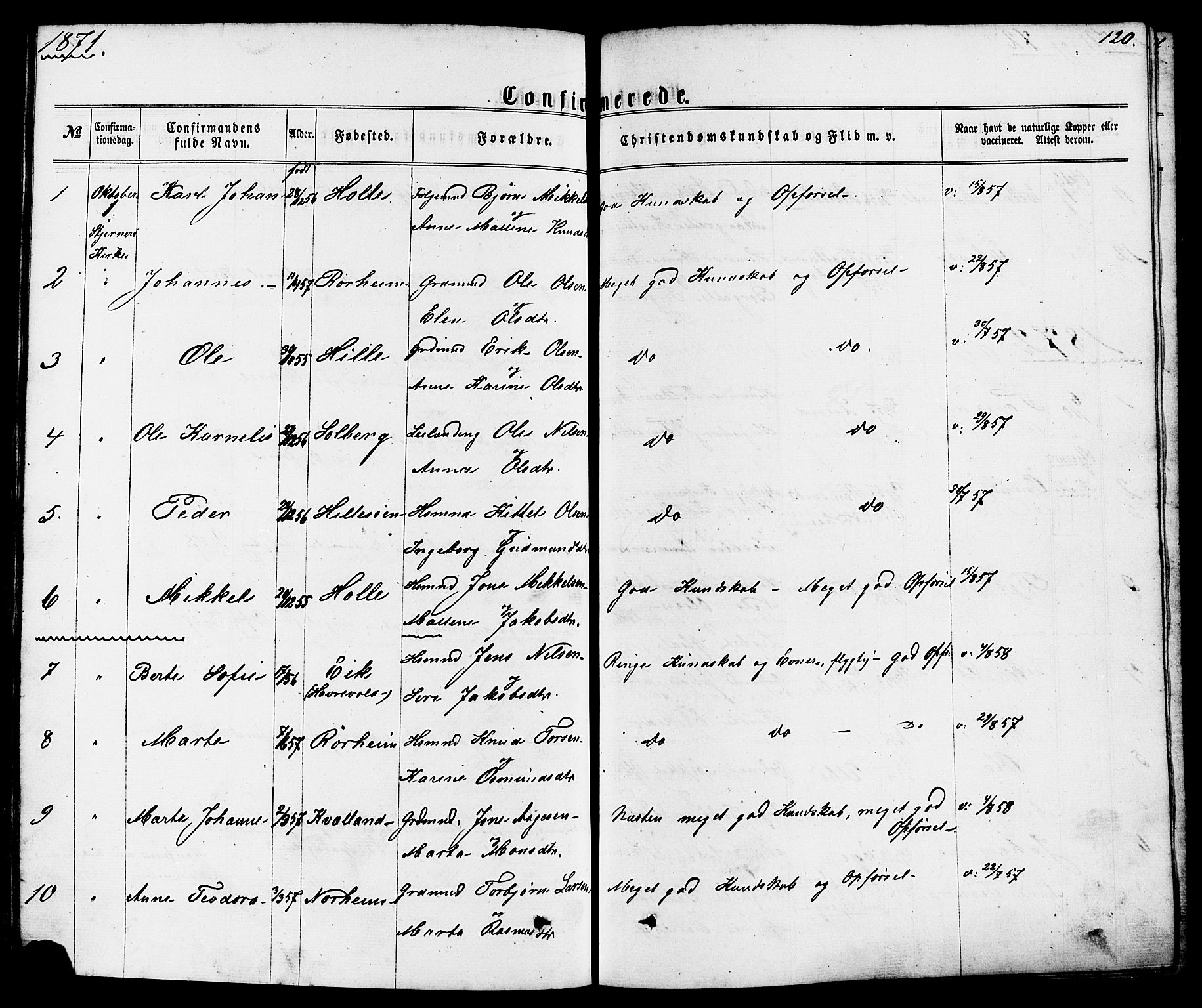 Nedstrand sokneprestkontor, AV/SAST-A-101841/01/IV: Ministerialbok nr. A 10, 1861-1887, s. 120