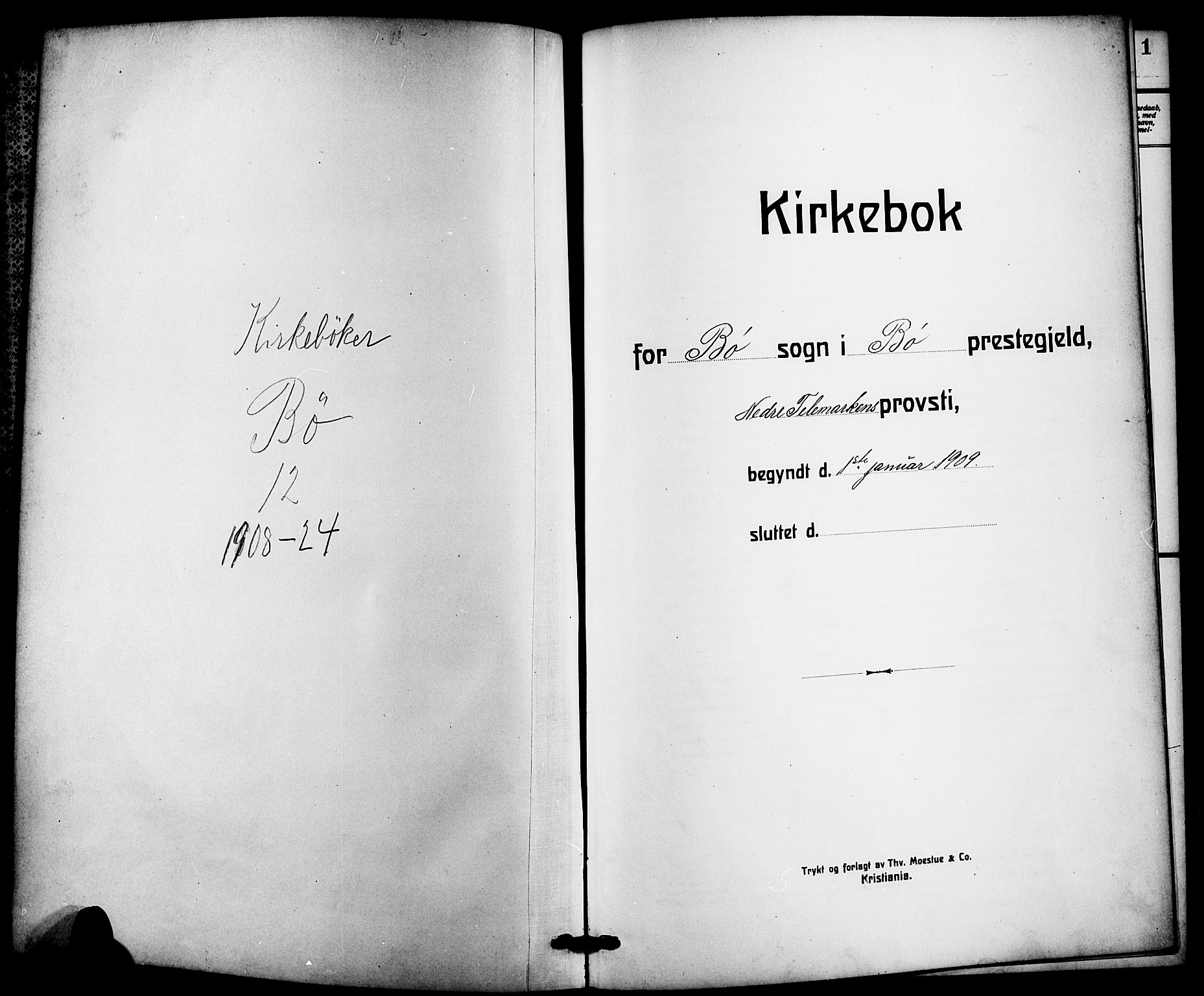 Bø kirkebøker, AV/SAKO-A-257/G/Ga/L0007: Klokkerbok nr. 7, 1909-1924