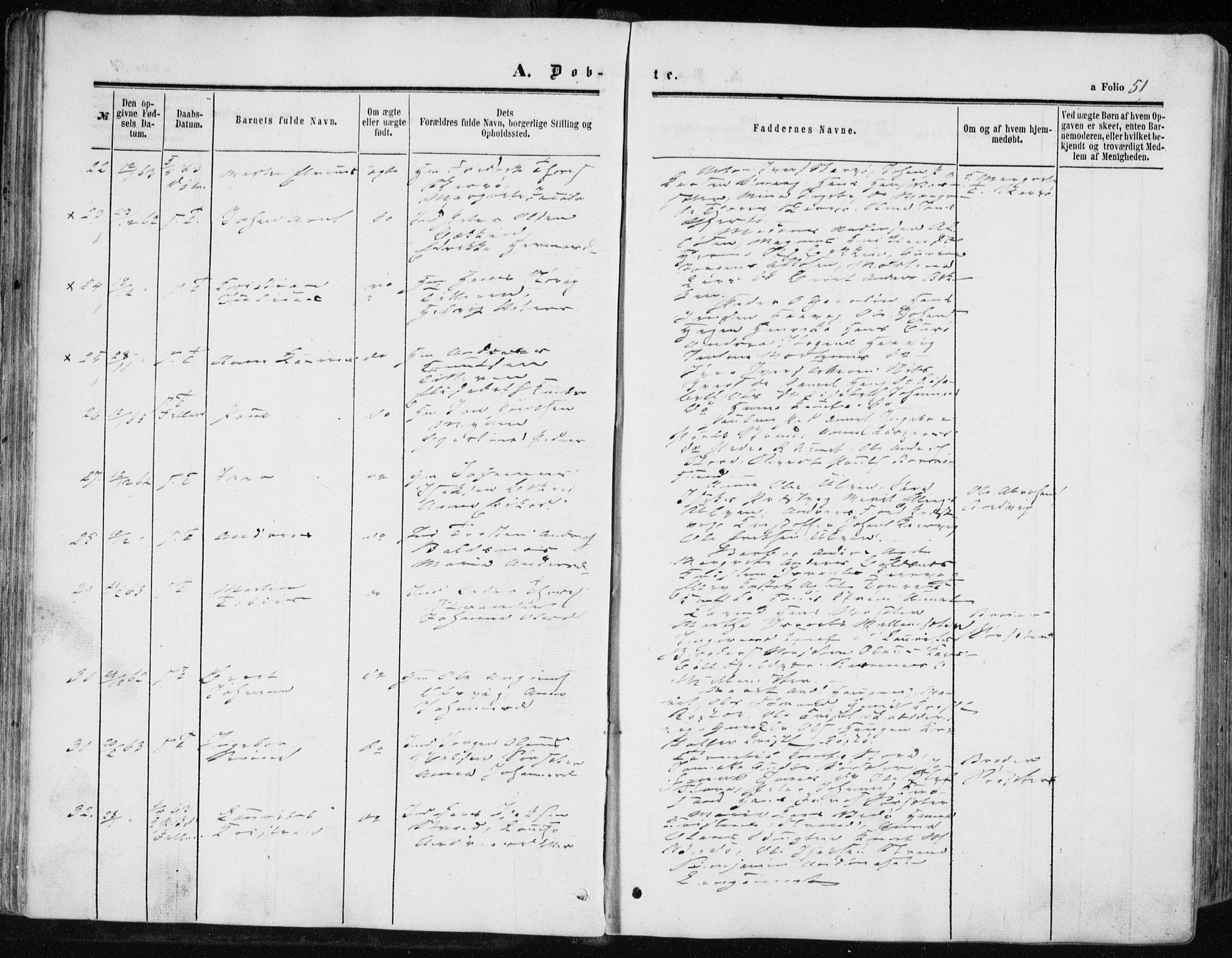 Ministerialprotokoller, klokkerbøker og fødselsregistre - Sør-Trøndelag, SAT/A-1456/634/L0531: Ministerialbok nr. 634A07, 1861-1870, s. 51