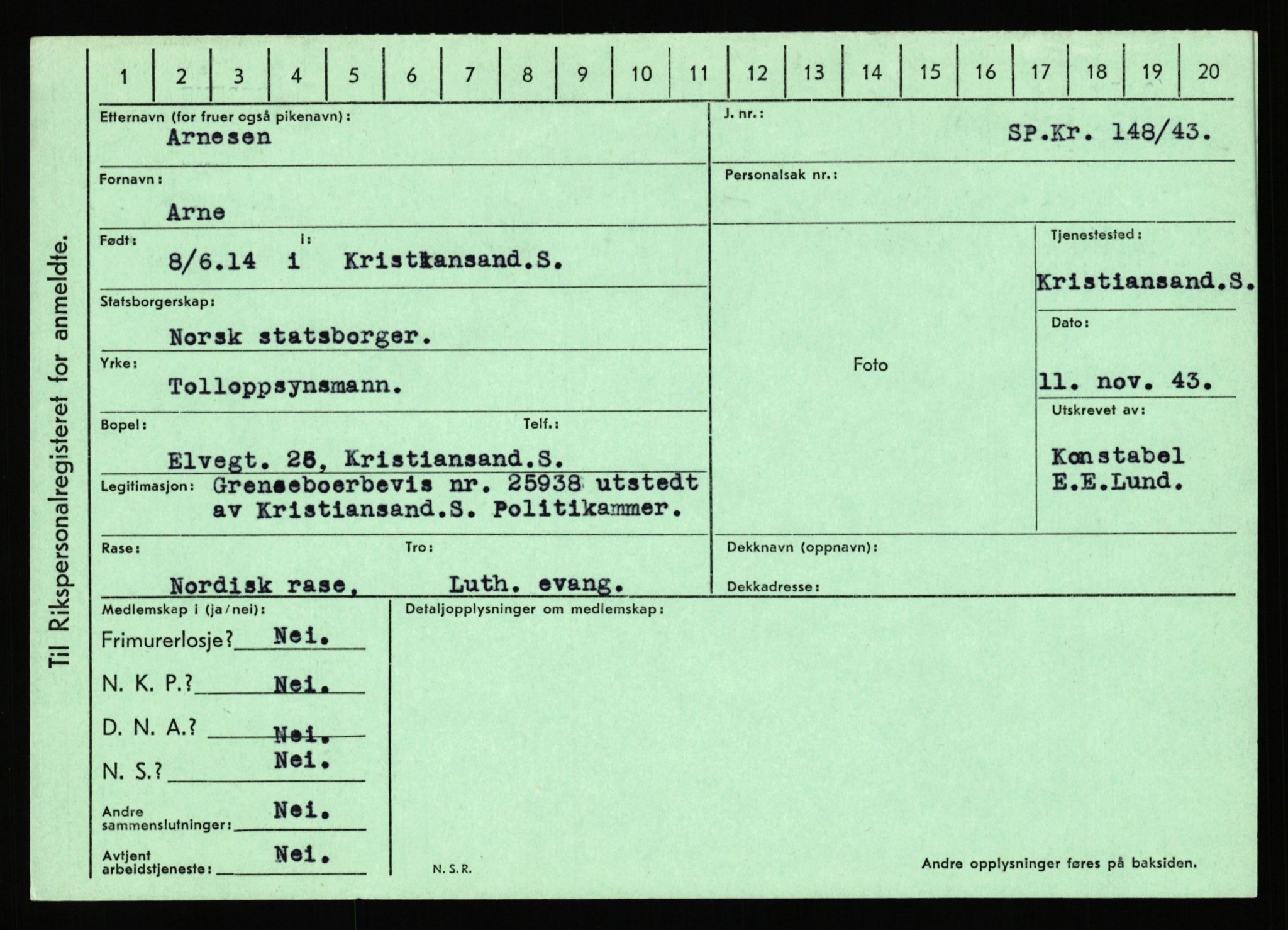 Statspolitiet - Hovedkontoret / Osloavdelingen, AV/RA-S-1329/C/Ca/L0002: Arneberg - Brand, 1943-1945, s. 28