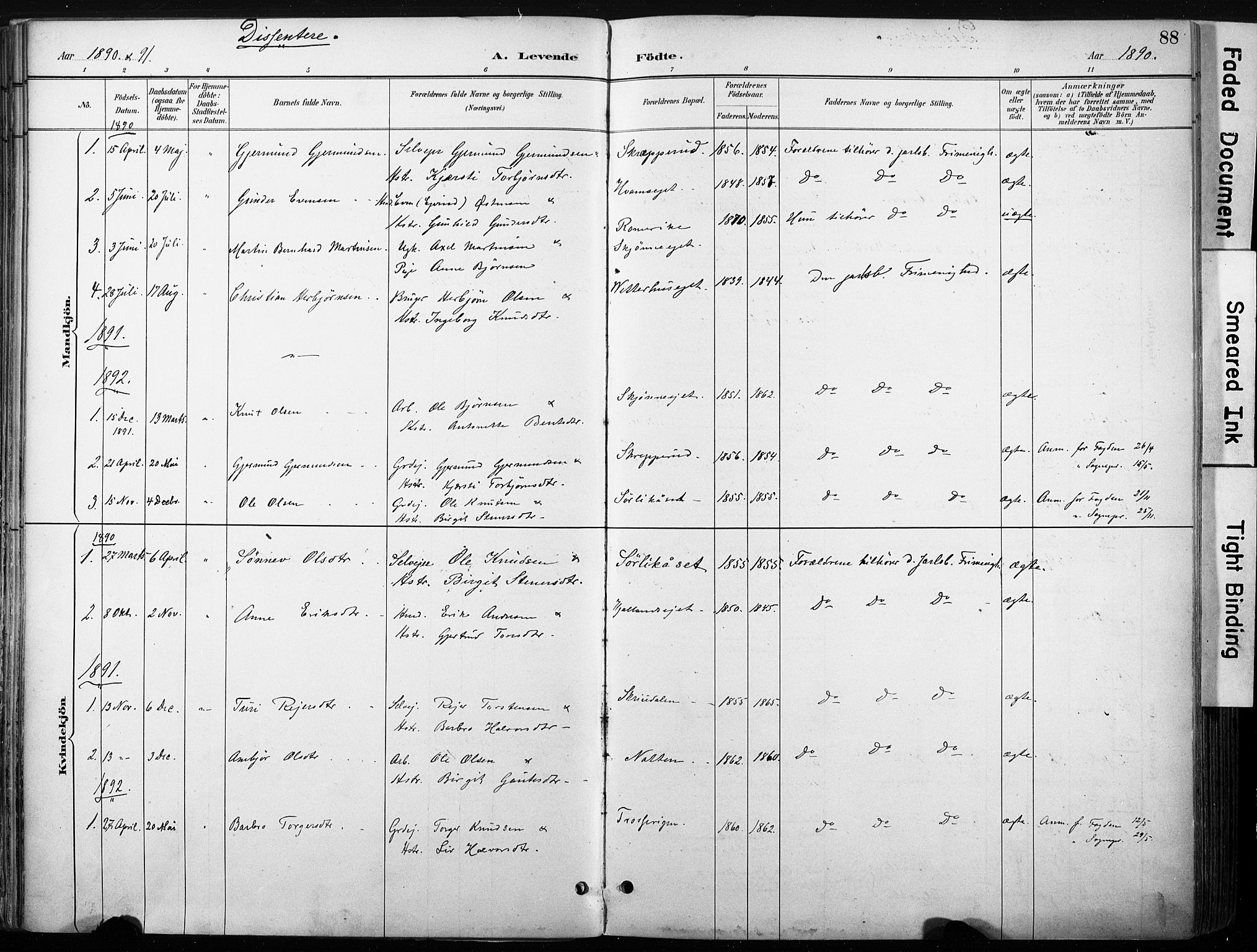 Nore kirkebøker, AV/SAKO-A-238/F/Fb/L0002: Ministerialbok nr. II 2, 1886-1906, s. 88
