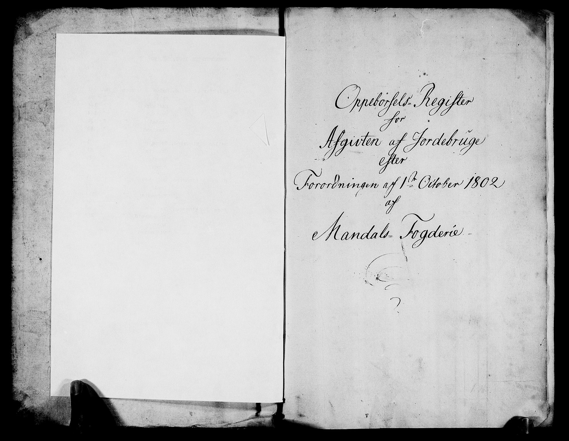 Rentekammeret inntil 1814, Realistisk ordnet avdeling, RA/EA-4070/N/Ne/Nea/L0090: Mandal fogderi. Oppebørselsregister, 1803-1804, s. 2