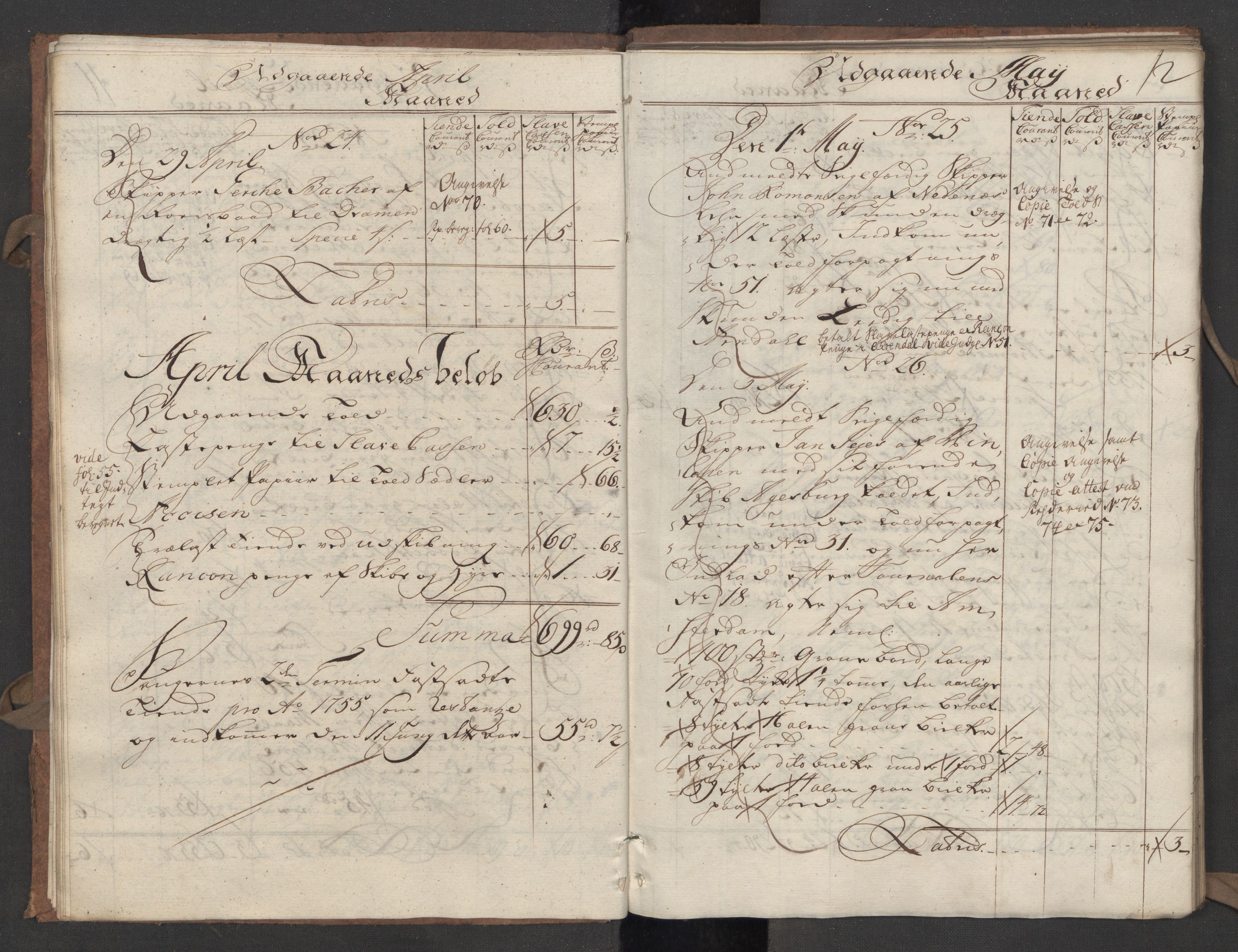 Generaltollkammeret, tollregnskaper, AV/RA-EA-5490/R09/L0022/0001: Tollregnskaper Holmestrand / Utgående hovedtollbok, 1756, s. 11b-12a