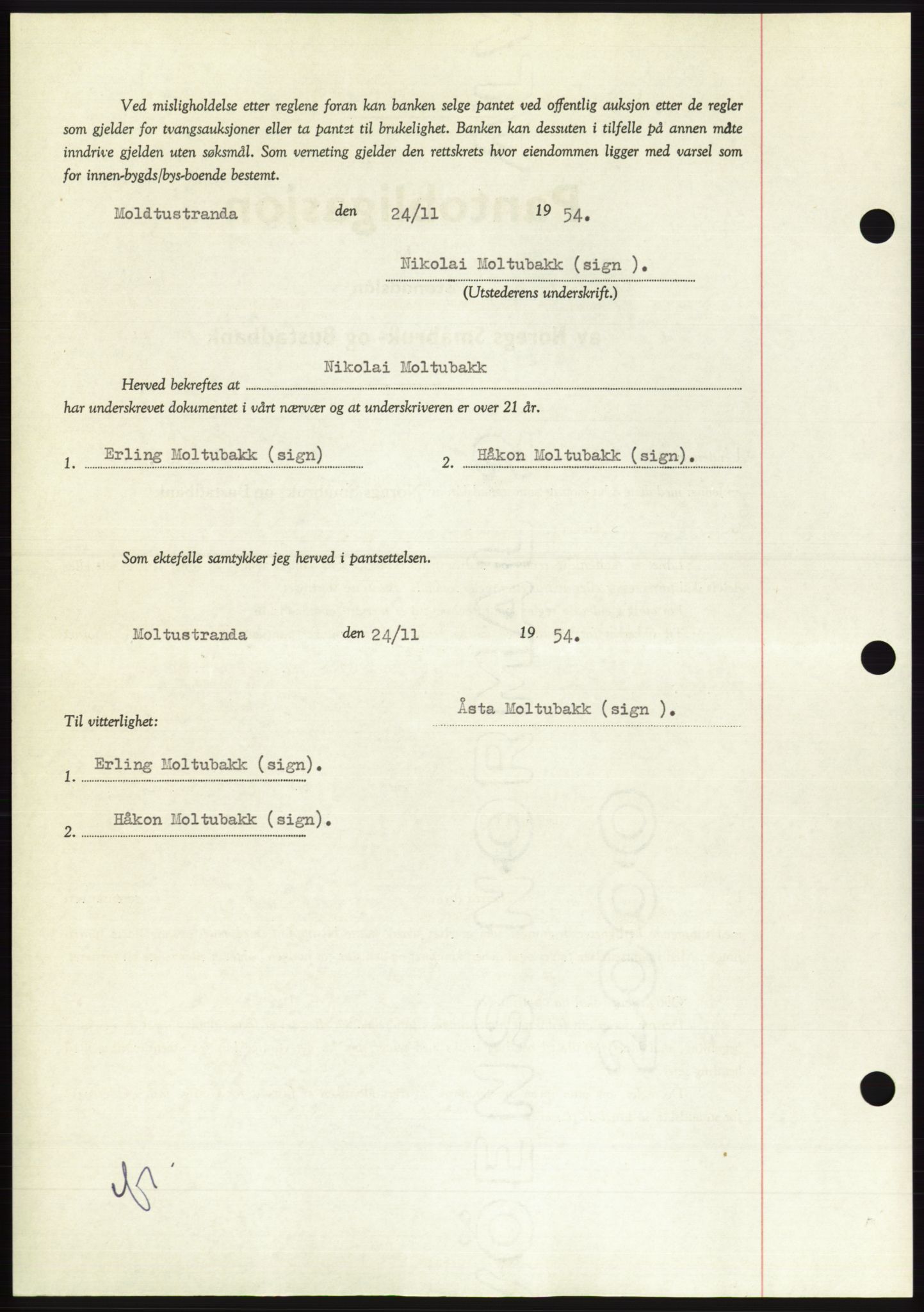 Søre Sunnmøre sorenskriveri, AV/SAT-A-4122/1/2/2C/L0126: Pantebok nr. 14B, 1954-1955, Dagboknr: 3224/1954