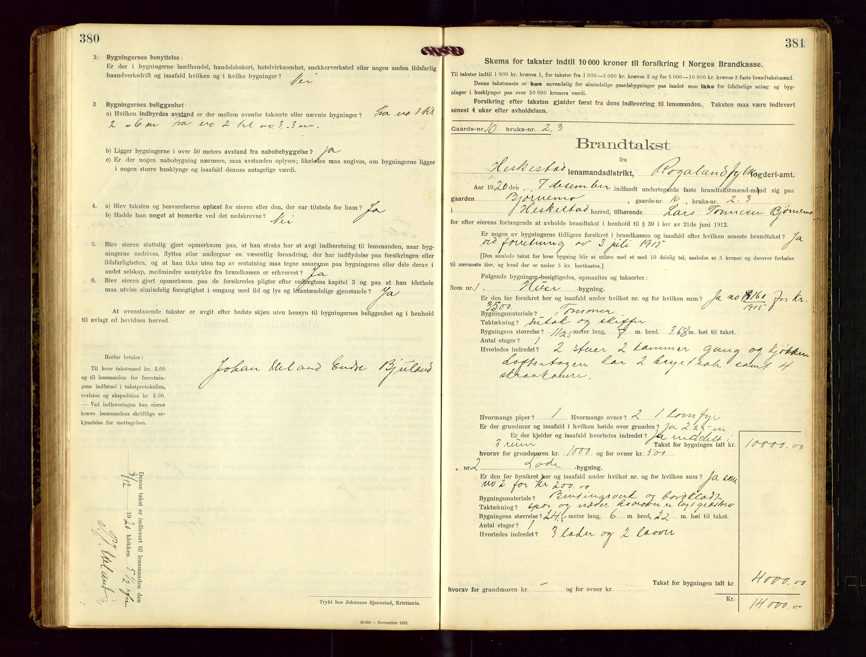 Heskestad lensmannskontor, AV/SAST-A-100304/Gob/L0002: "Brandtakstprotokol", 1915-1922, s. 380-381
