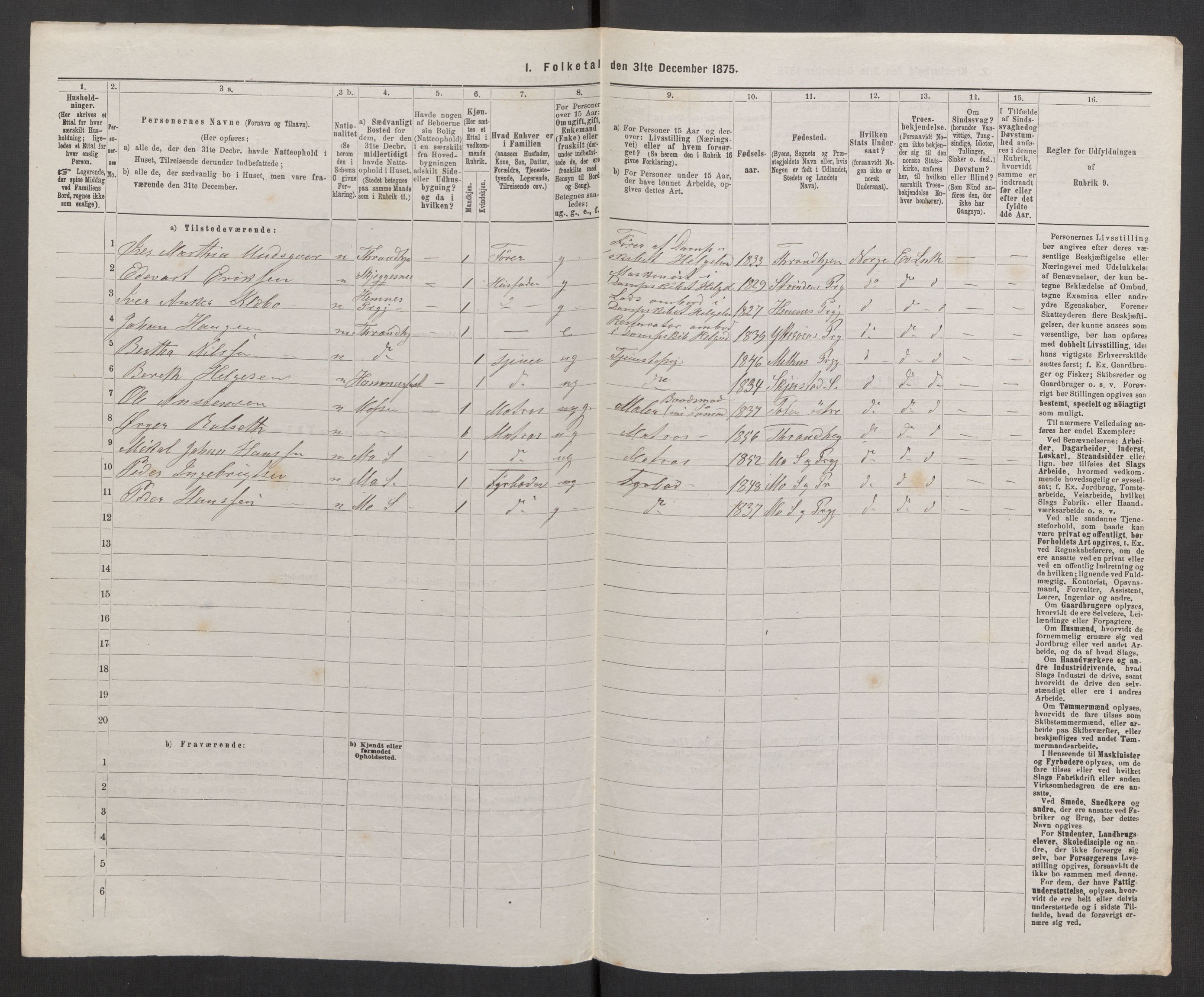 RA, Folketelling 1875, skipslister: Skip i innenrikske havner, hjemmehørende i 1) landdistrikter, 2) forskjellige steder, 3) utlandet, 1875, s. 580