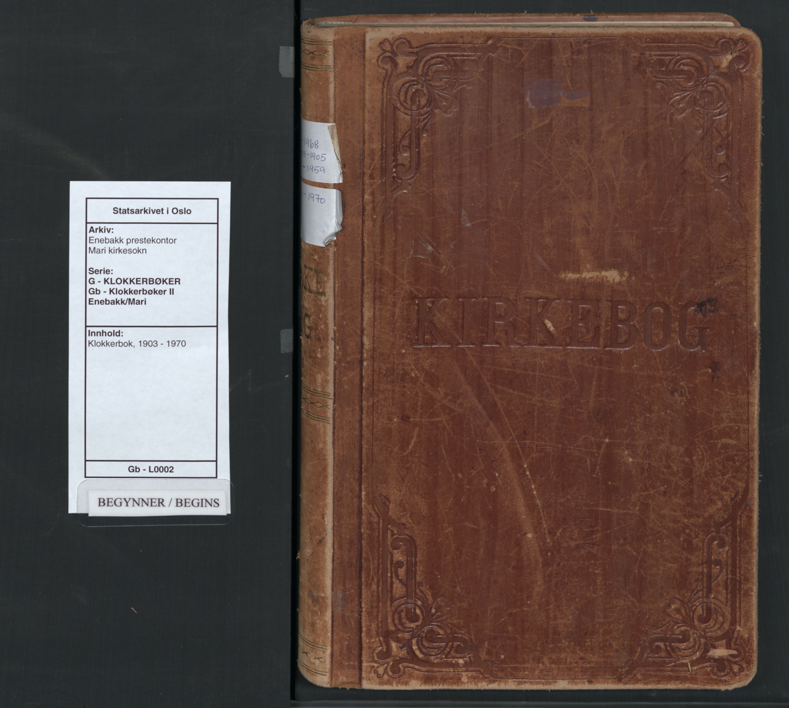 Enebakk prestekontor Kirkebøker, AV/SAO-A-10171c/G/Gb/L0003: Klokkerbok nr. II 3, 1903-1970
