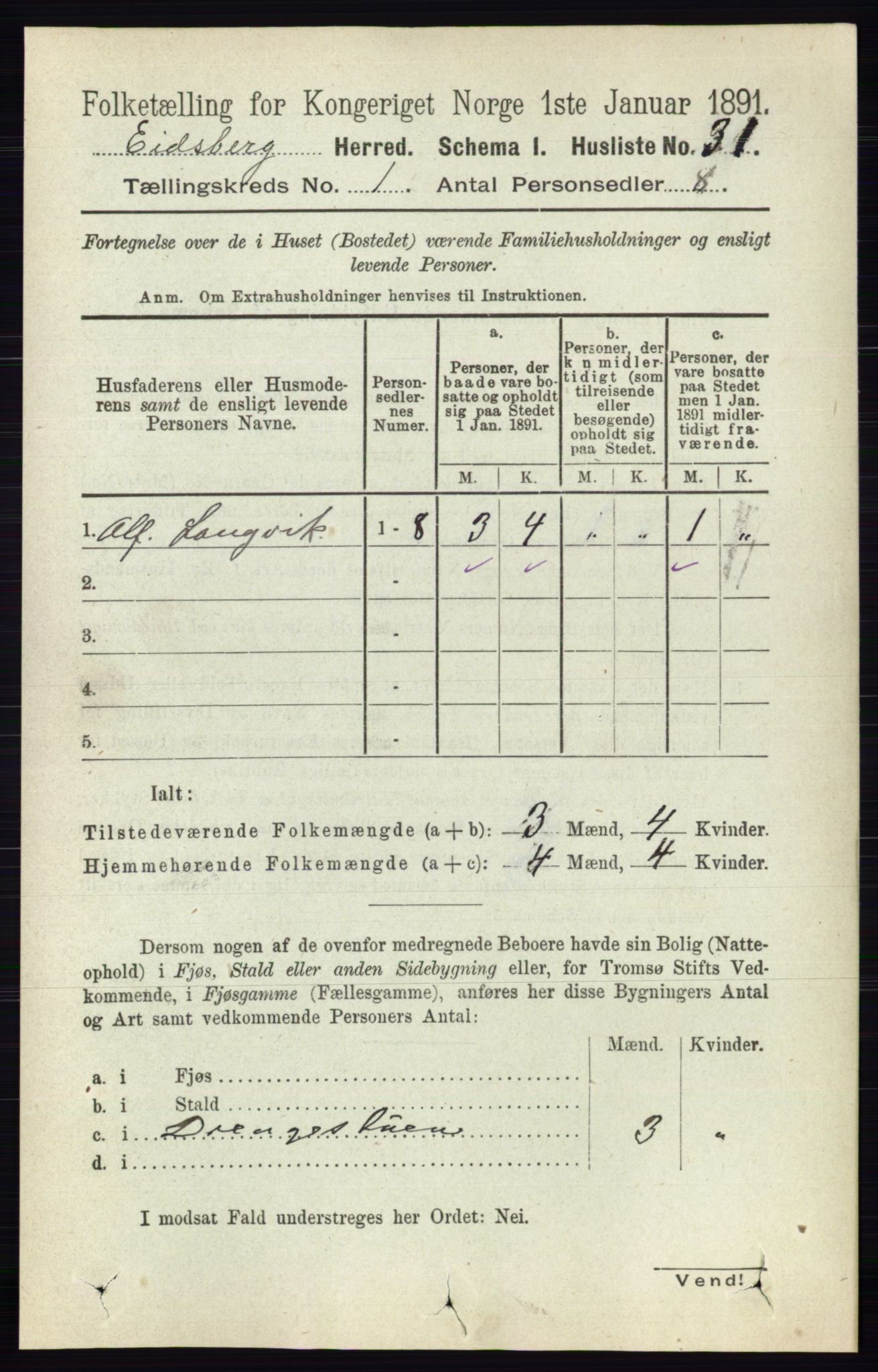 RA, Folketelling 1891 for 0125 Eidsberg herred, 1891, s. 64