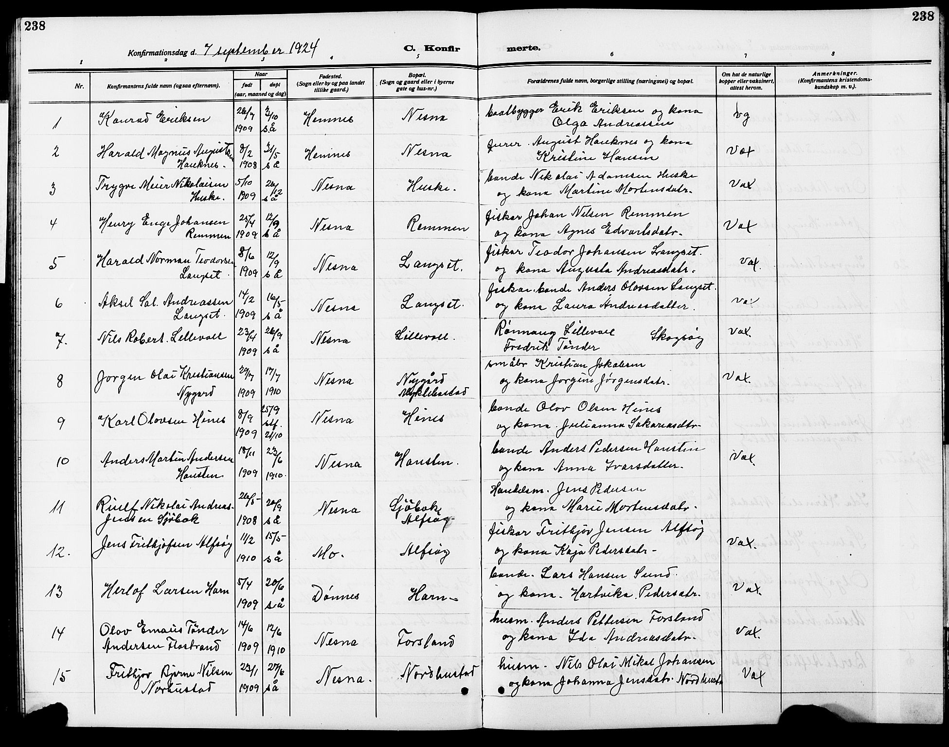 Ministerialprotokoller, klokkerbøker og fødselsregistre - Nordland, AV/SAT-A-1459/838/L0560: Klokkerbok nr. 838C07, 1910-1928, s. 238