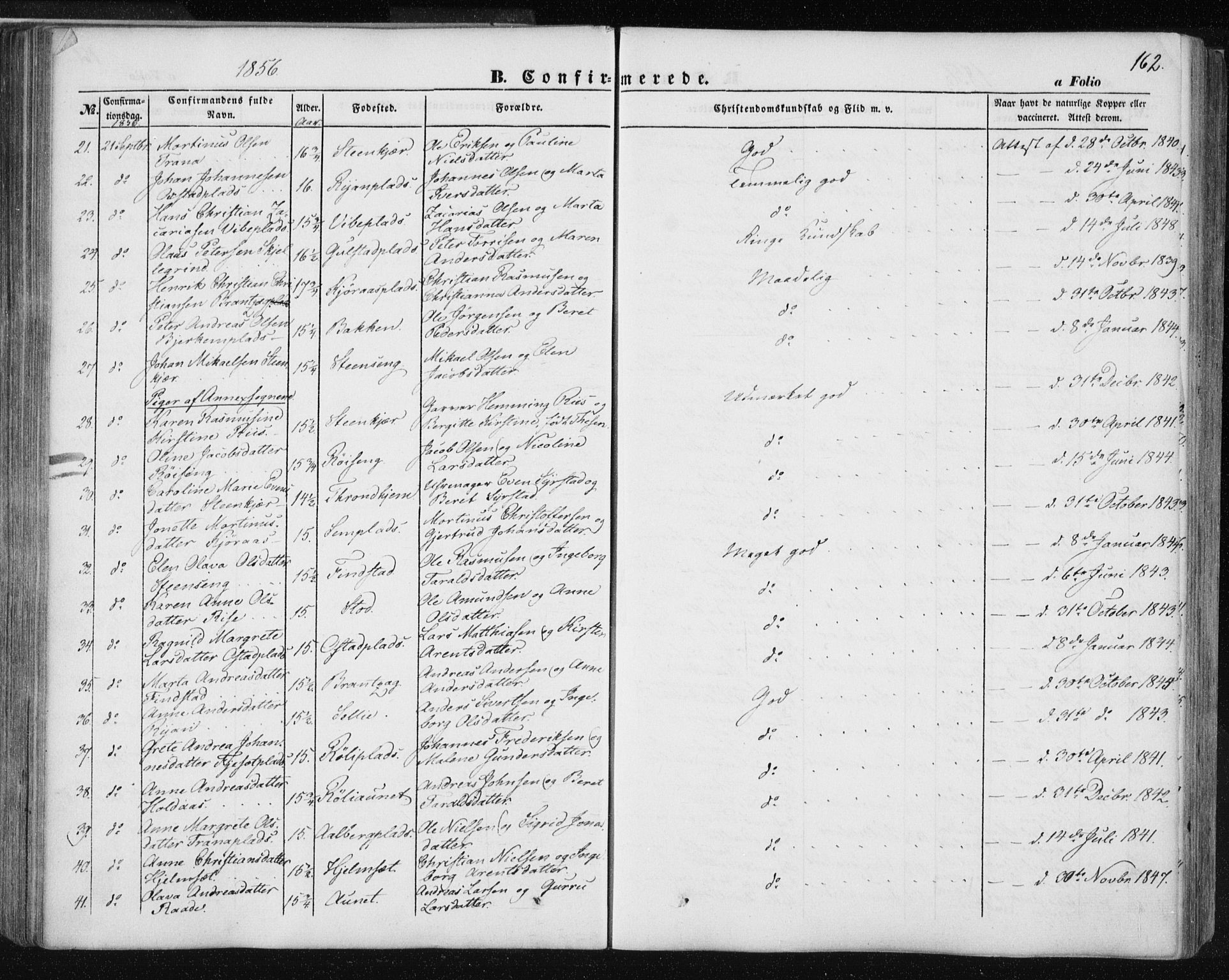Ministerialprotokoller, klokkerbøker og fødselsregistre - Nord-Trøndelag, SAT/A-1458/735/L0342: Ministerialbok nr. 735A07 /1, 1849-1862, s. 162