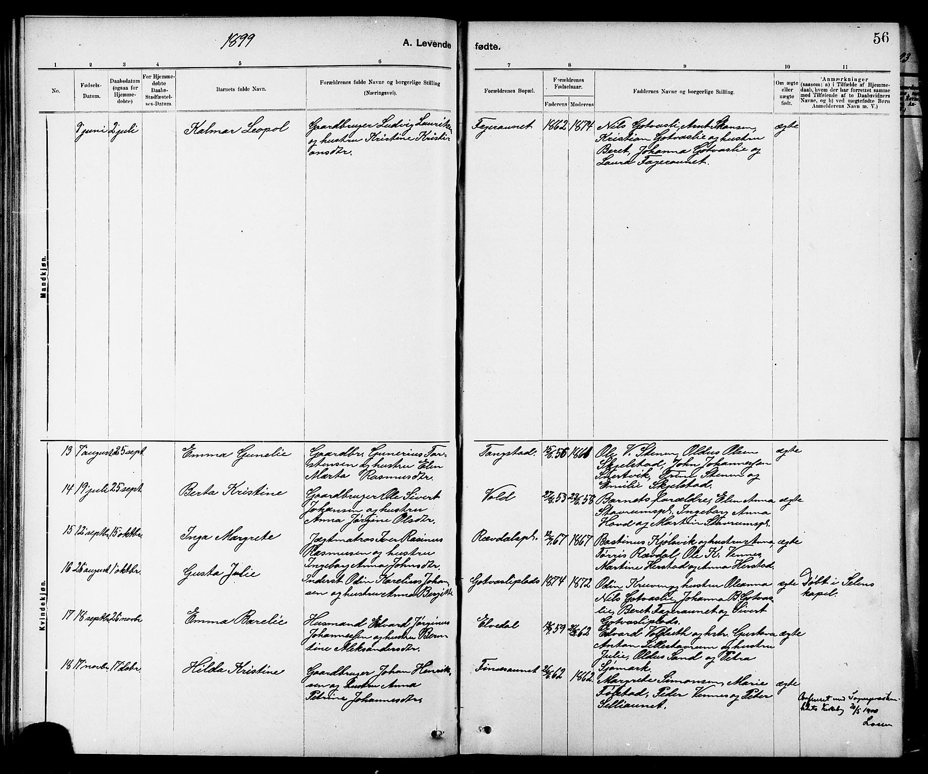 Ministerialprotokoller, klokkerbøker og fødselsregistre - Nord-Trøndelag, AV/SAT-A-1458/744/L0423: Klokkerbok nr. 744C02, 1886-1905, s. 56