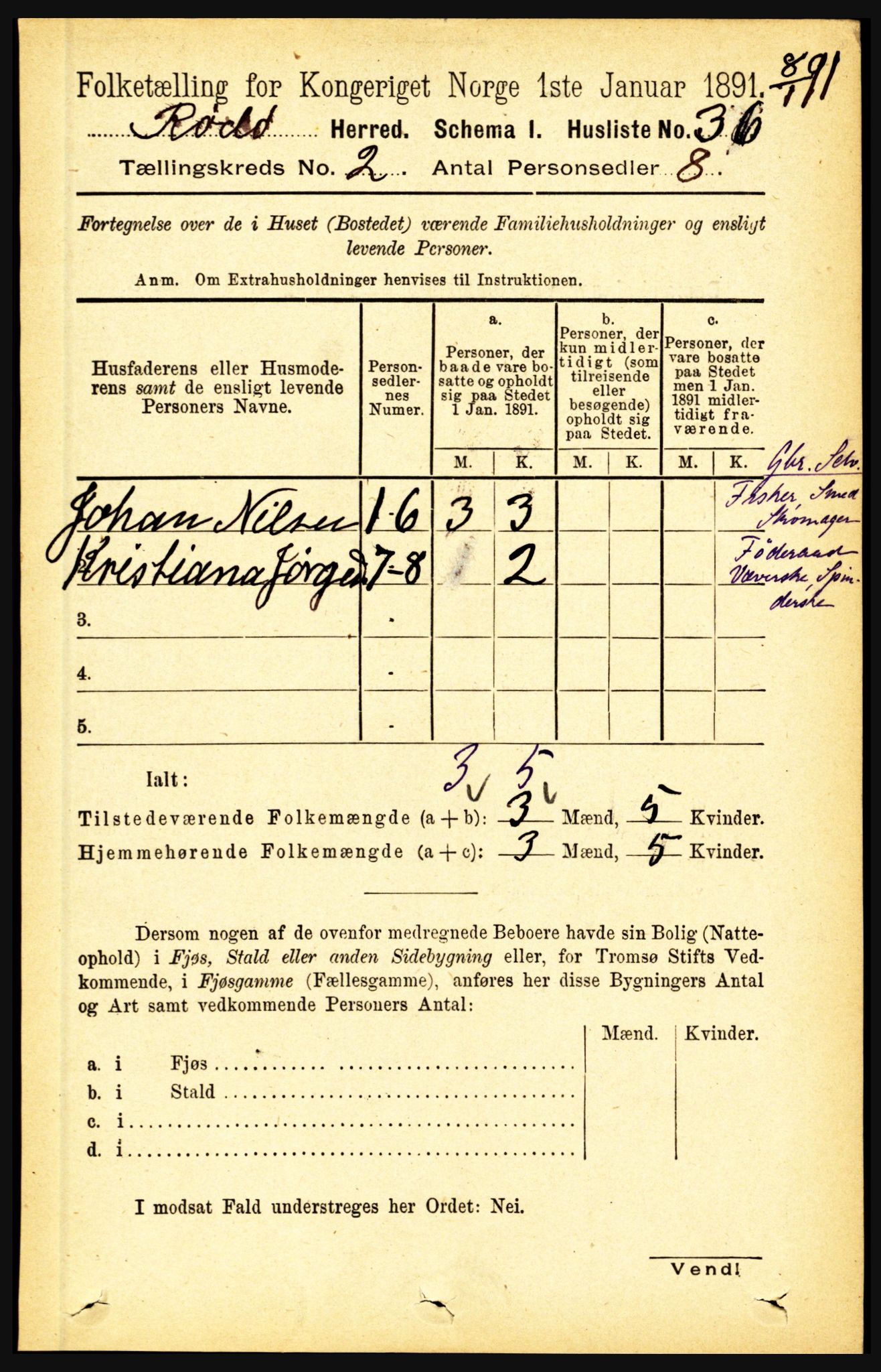 RA, Folketelling 1891 for 1836 Rødøy herred, 1891, s. 189