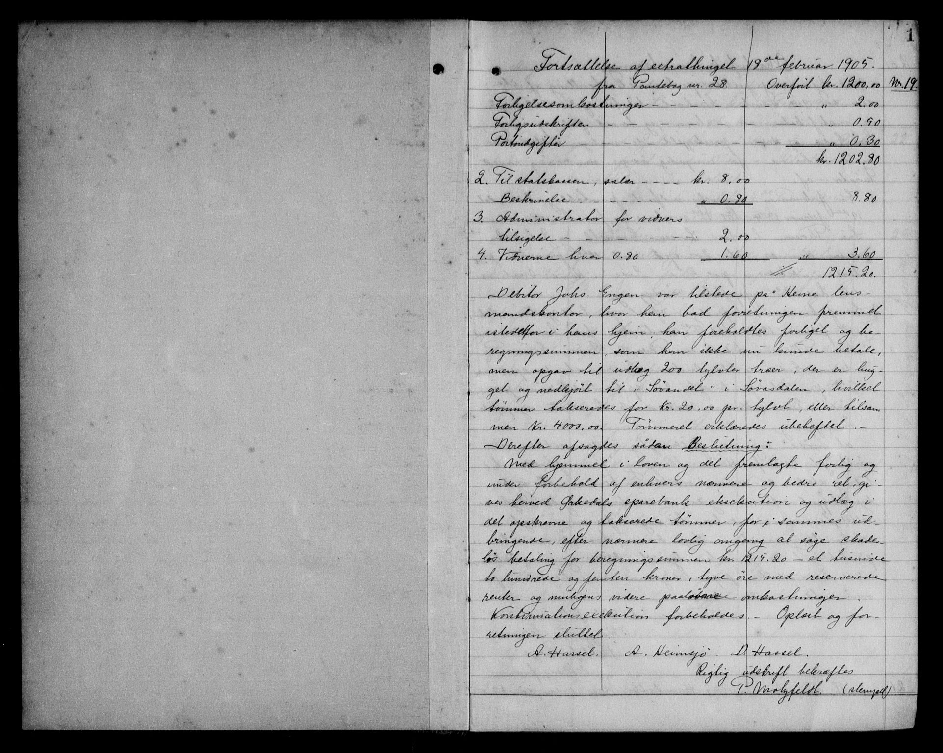 Fosen sorenskriveri, AV/SAT-A-1107/1/2/2C/L0038: Pantebok nr. 29, 1905-1906, s. 1