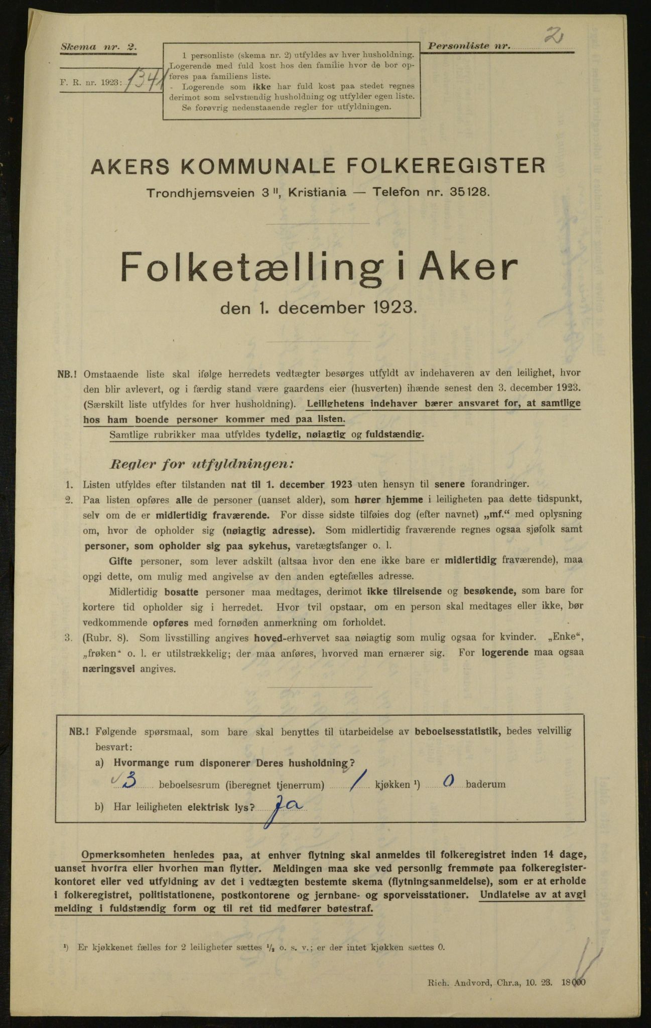 , Kommunal folketelling 1.12.1923 for Aker, 1923, s. 30911