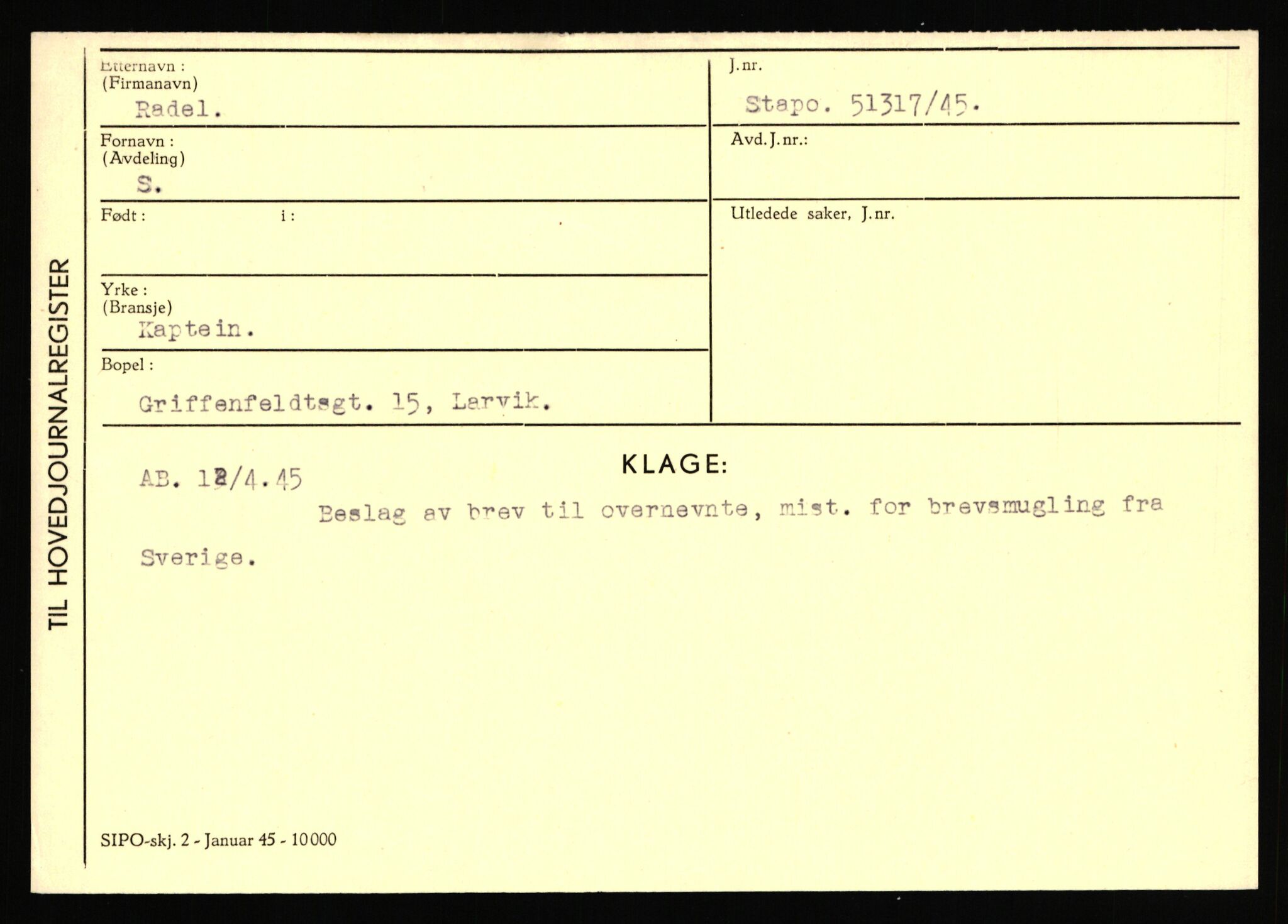 Statspolitiet - Hovedkontoret / Osloavdelingen, AV/RA-S-1329/C/Ca/L0013: Raa - Servold, 1943-1945, s. 74