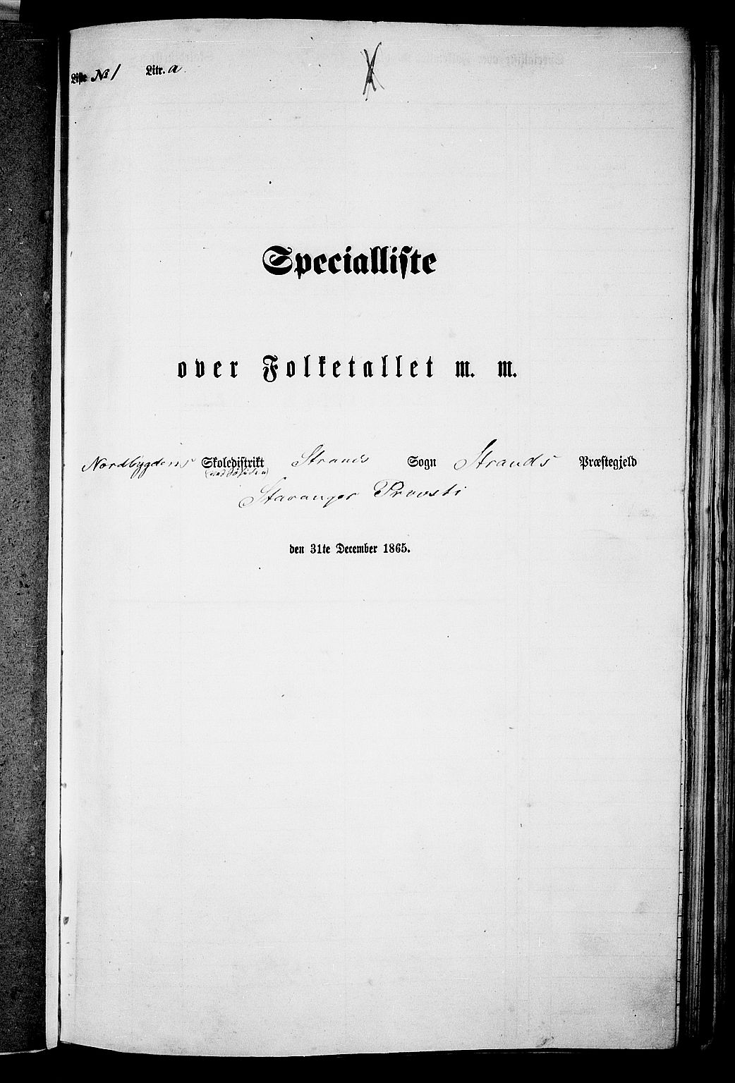 RA, Folketelling 1865 for 1130P Strand prestegjeld, 1865, s. 6