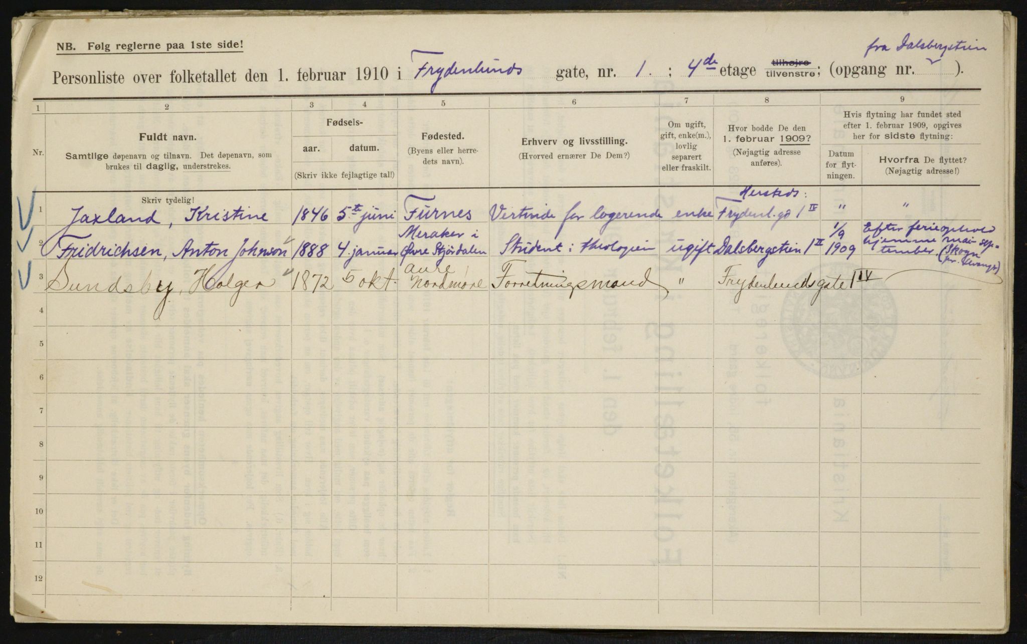 OBA, Kommunal folketelling 1.2.1910 for Kristiania, 1910, s. 26172