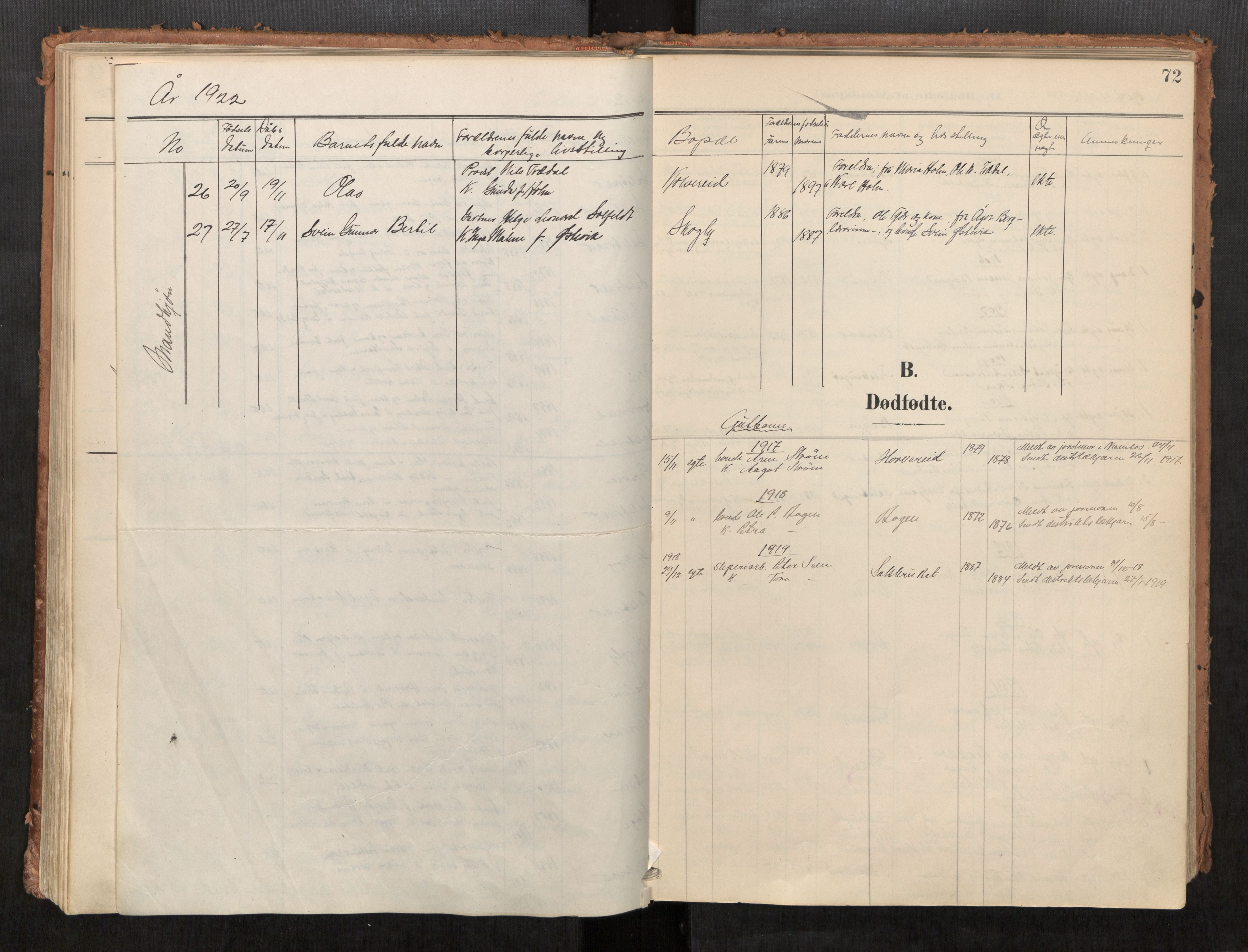 Kolvereid sokneprestkontor, AV/SAT-A-1171/H/Ha/Haa/L0001: Ministerialbok nr. 1, 1903-1922, s. 72