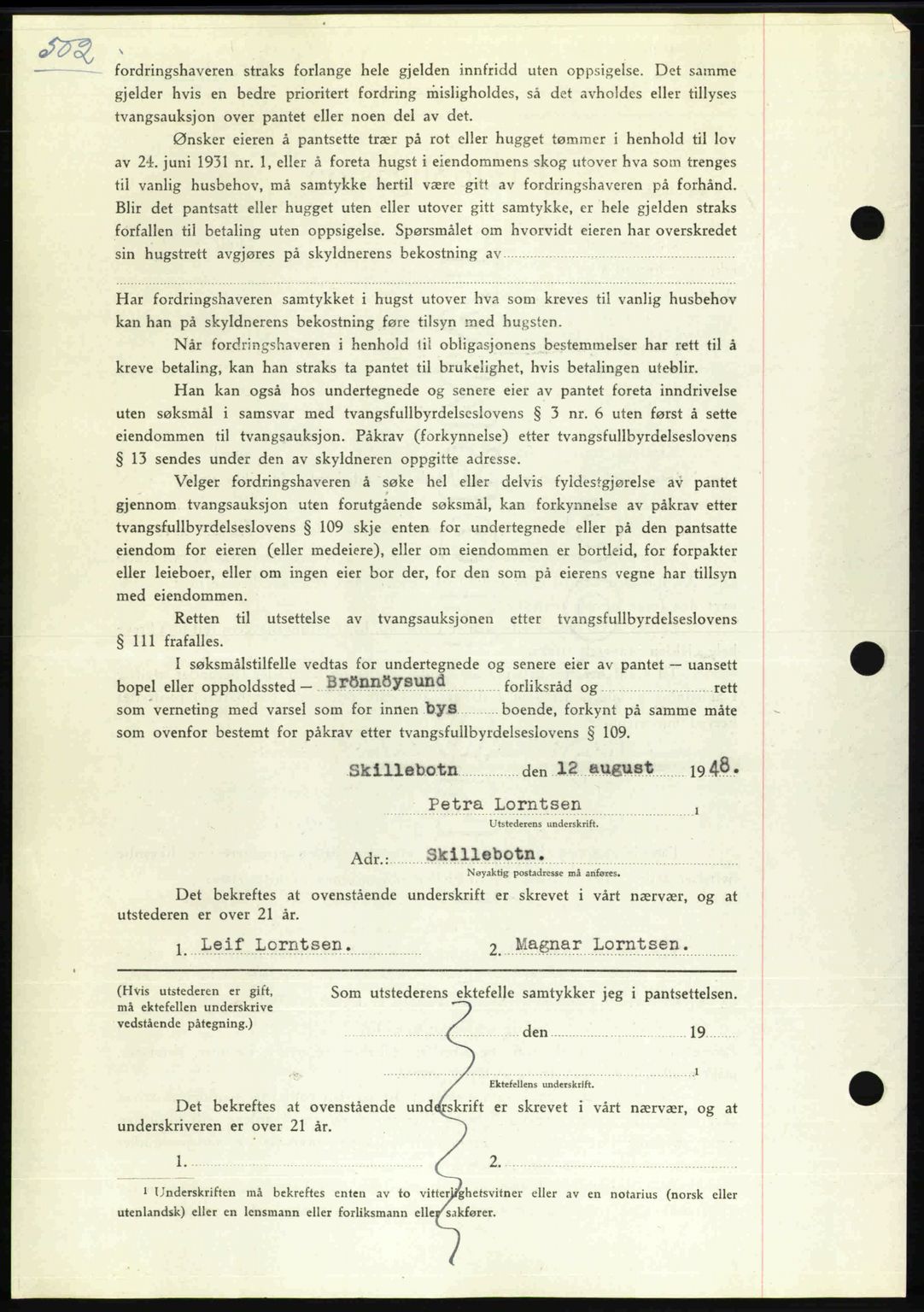 Brønnøy sorenskriveri, SAT/A-4170/1/2/2C: Pantebok nr. 30, 1948-1948, Dagboknr: 800/1948