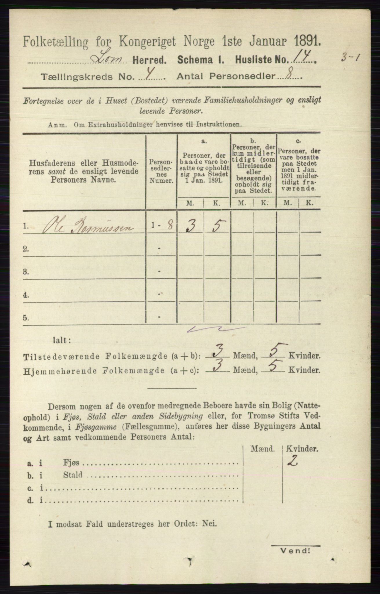 RA, Folketelling 1891 for 0514 Lom herred, 1891, s. 1469