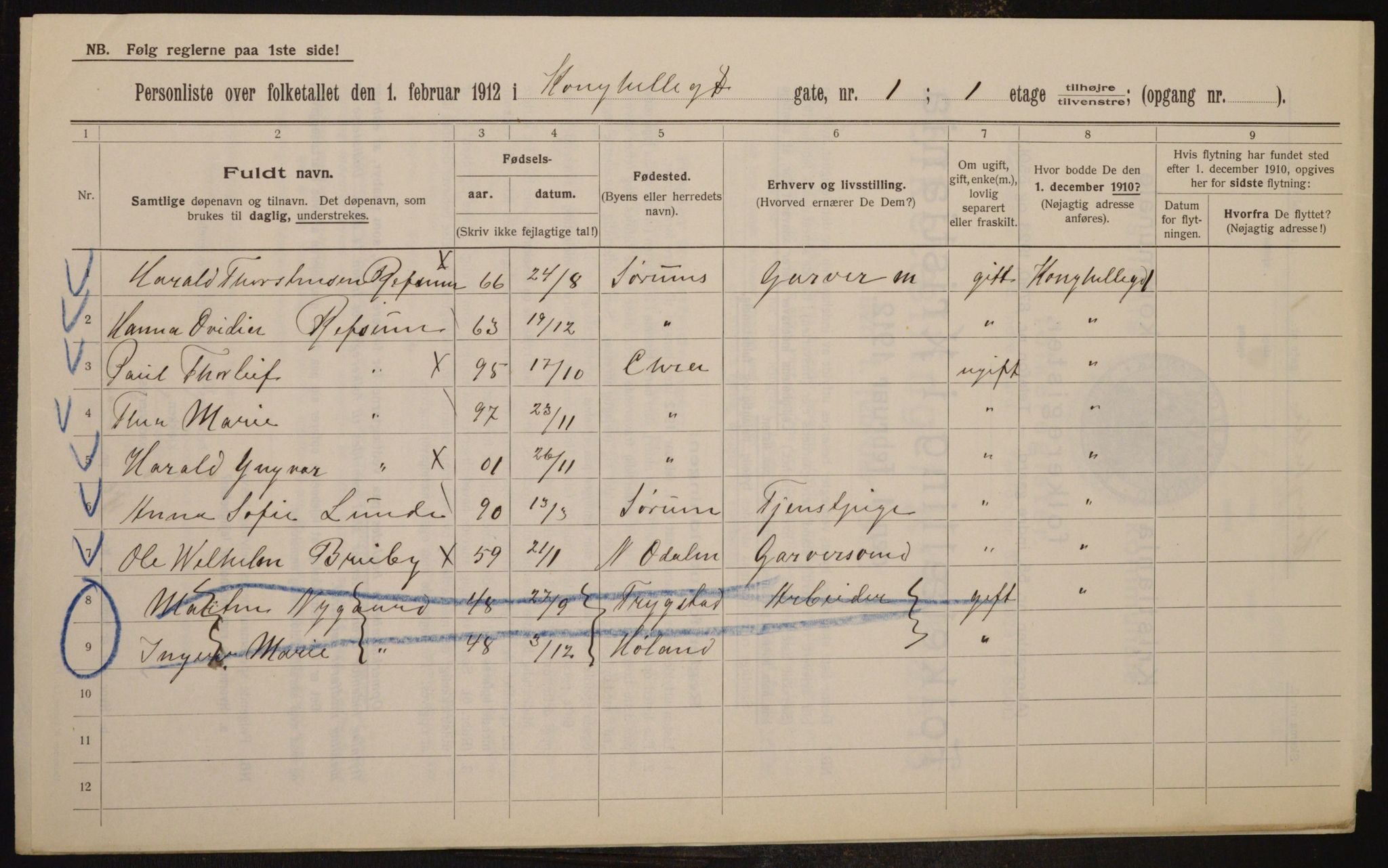 OBA, Kommunal folketelling 1.2.1912 for Kristiania, 1912, s. 52914