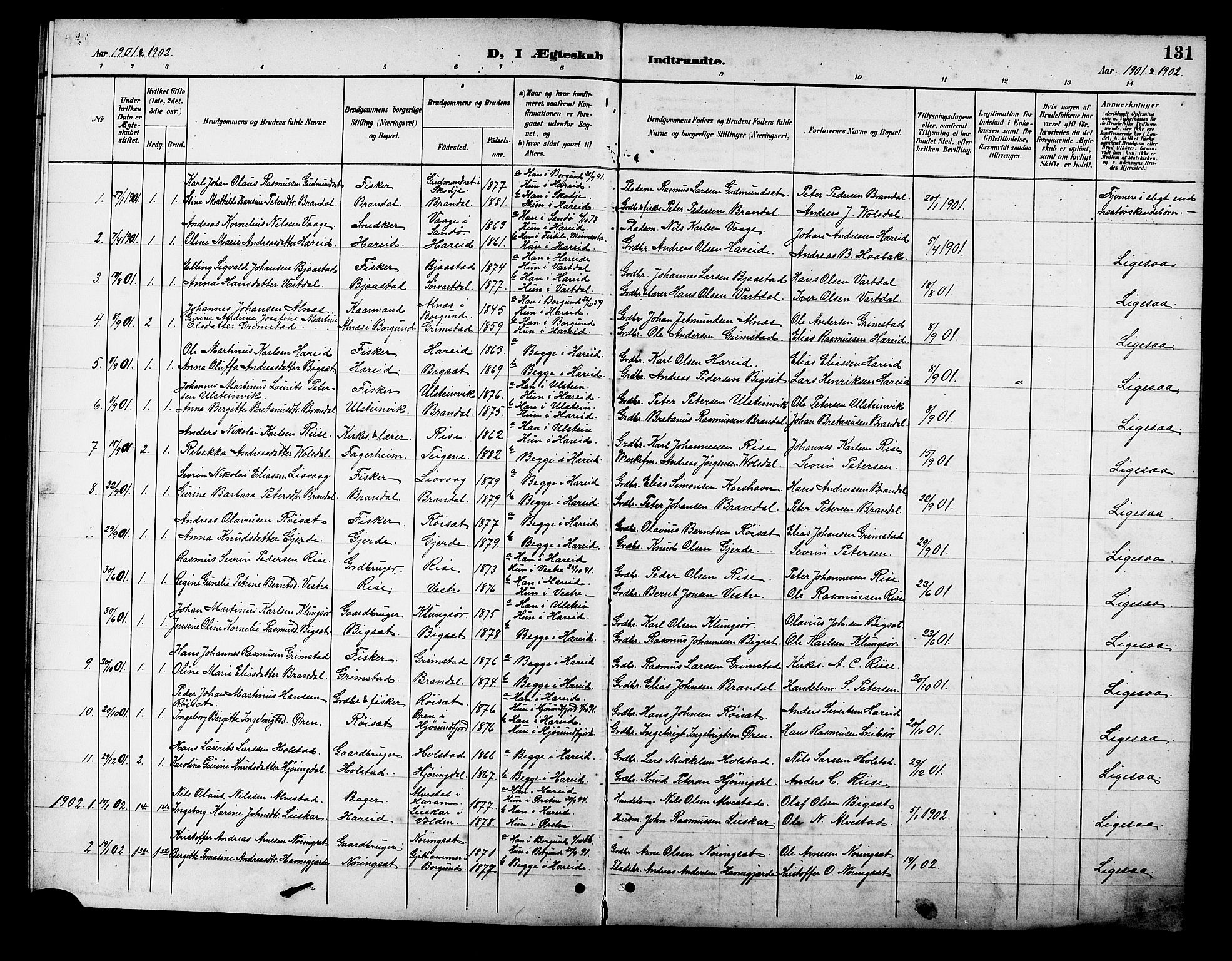 Ministerialprotokoller, klokkerbøker og fødselsregistre - Møre og Romsdal, AV/SAT-A-1454/510/L0126: Klokkerbok nr. 510C03, 1900-1922, s. 131