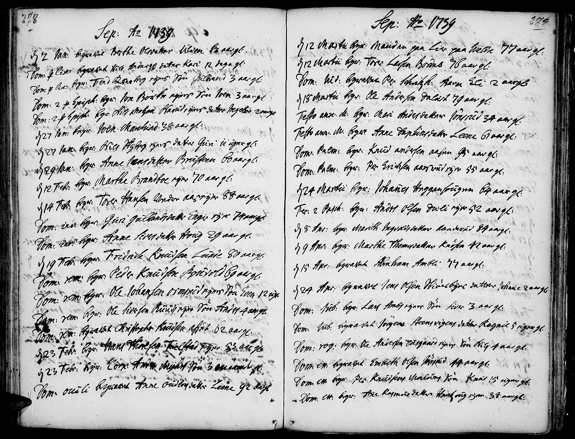 Ringsaker prestekontor, AV/SAH-PREST-014/K/Ka/L0001: Ministerialbok nr. 1, 1734-1746, s. 278-279