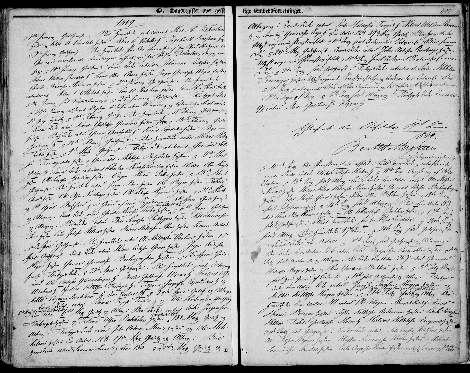 Bø kirkebøker, AV/SAKO-A-257/F/Fa/L0008: Ministerialbok nr. 8, 1849-1861, s. 403