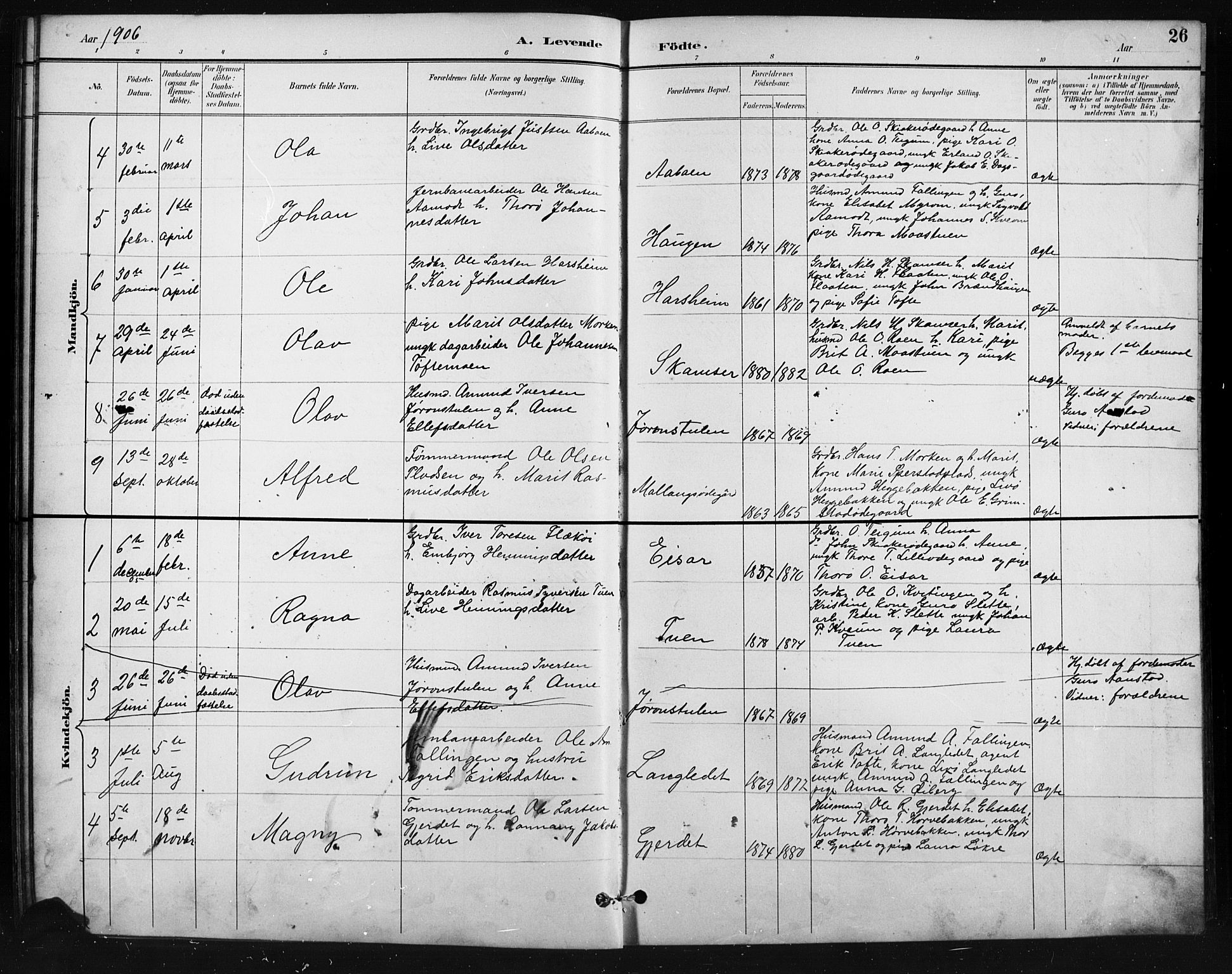 Skjåk prestekontor, AV/SAH-PREST-072/H/Ha/Hab/L0004: Klokkerbok nr. 4, 1895-1921, s. 26