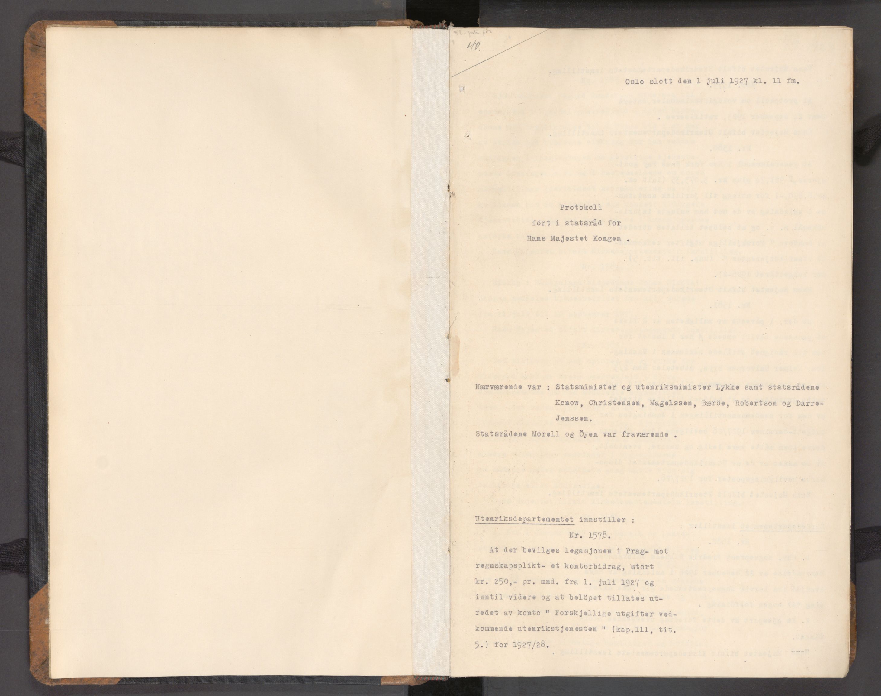 Statsrådssekretariatet, AV/RA-S-1001/A/Ac/L0083: Kgl. res. nr. 1578-2903, 2. halvår, 1927