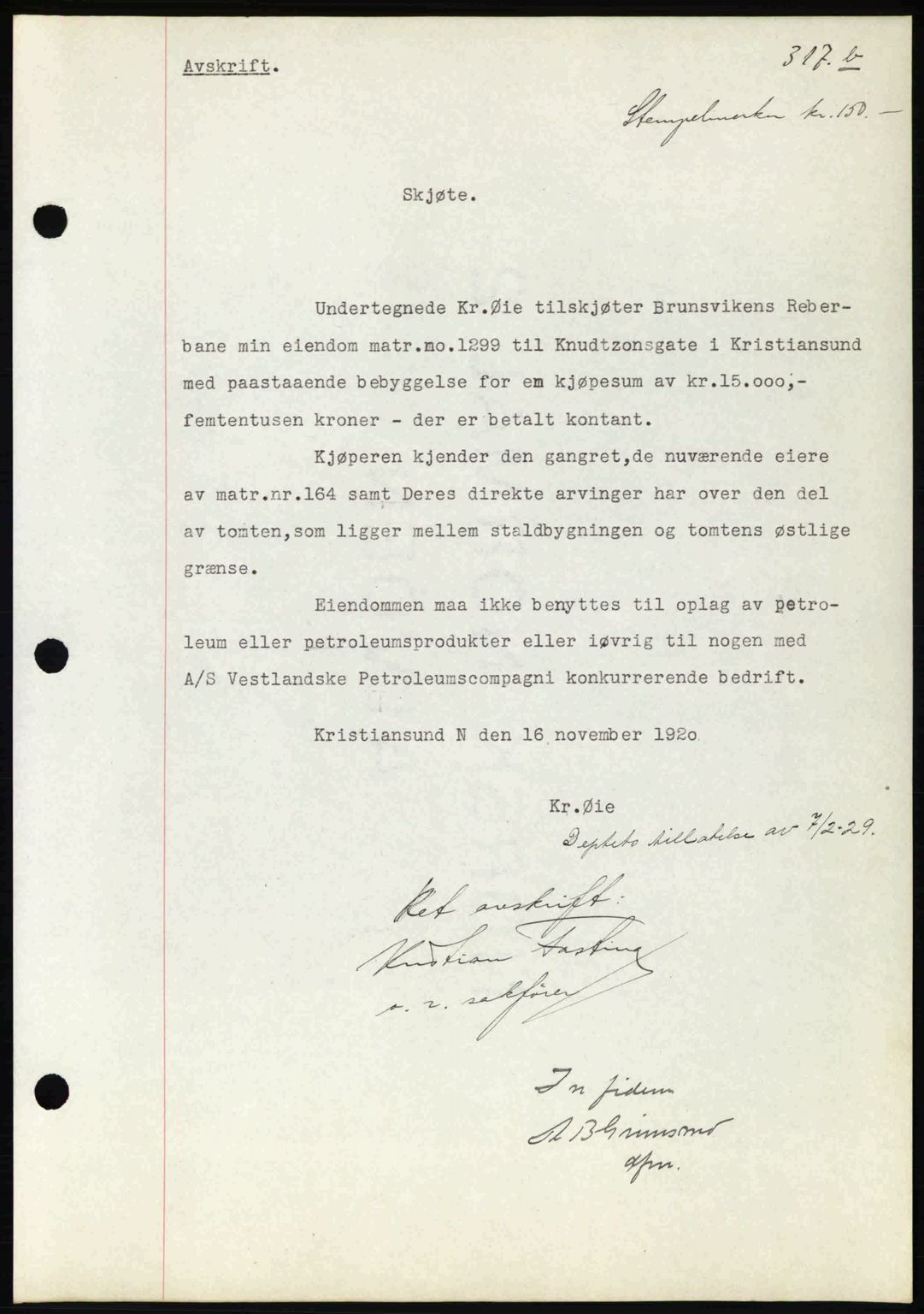 Kristiansund byfogd, AV/SAT-A-4587/A/27: Pantebok nr. 22, 1928-1929, Tingl.dato: 22.02.1929