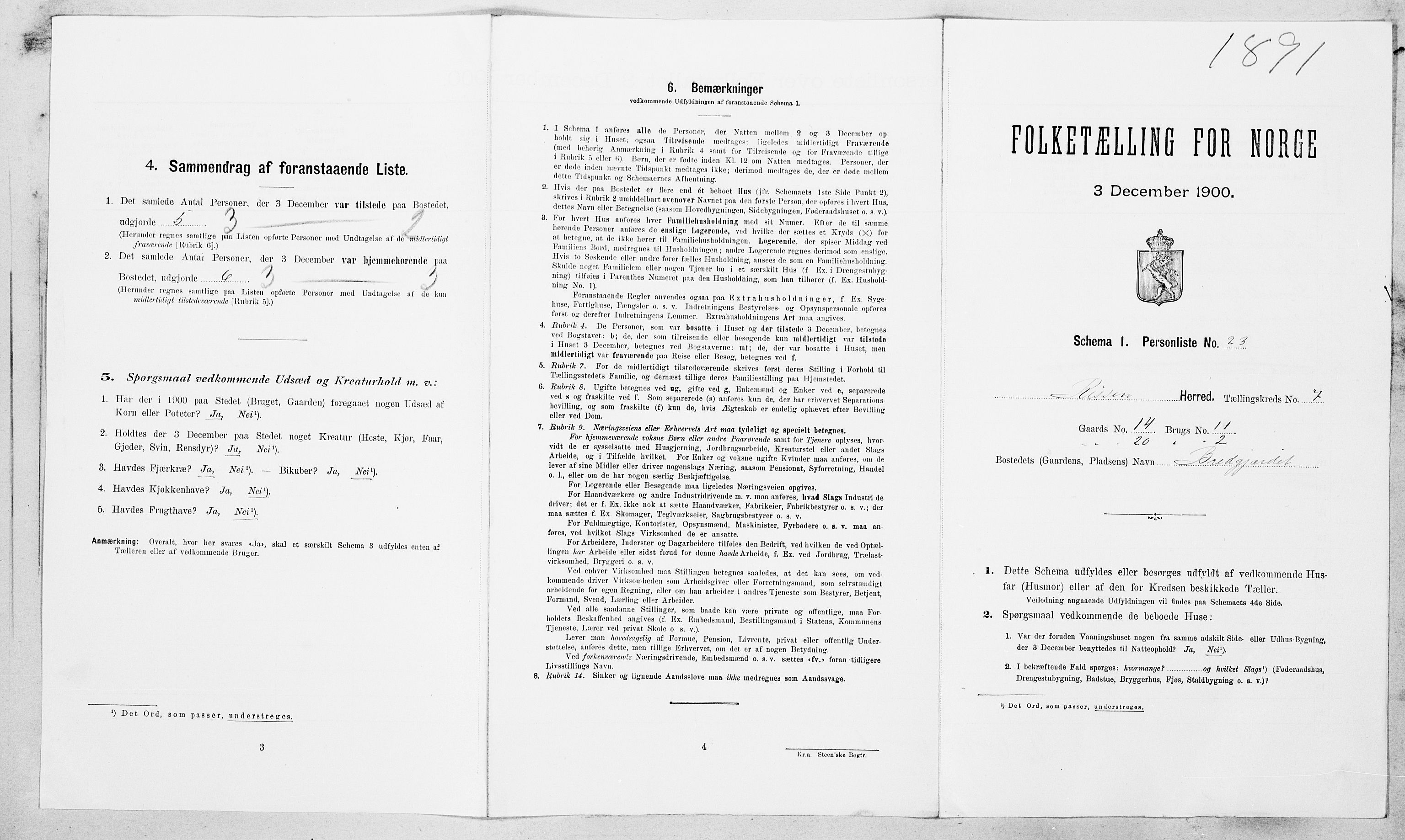 SAT, Folketelling 1900 for 1624 Rissa herred, 1900, s. 849