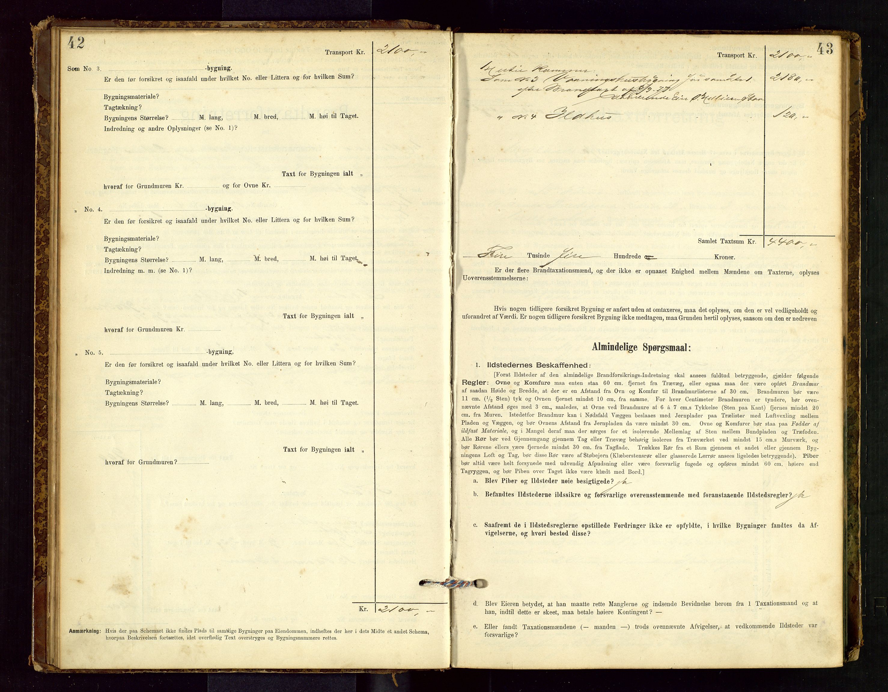 Hetland lensmannskontor, SAST/A-100101/Gob/L0001: "Brandtaxationsprotokol", 1895-1918, s. 42-43