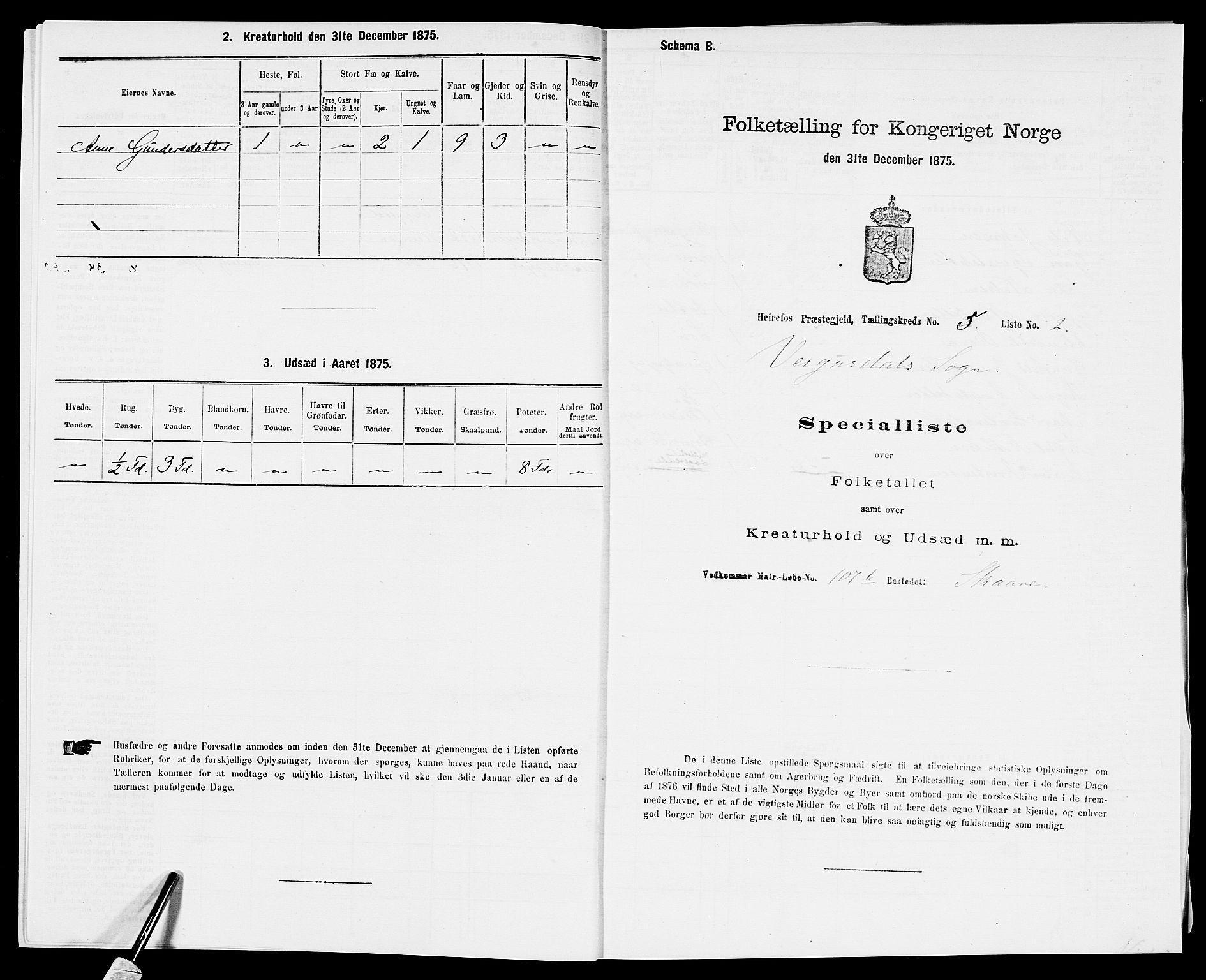 SAK, Folketelling 1875 for 0933P Herefoss prestegjeld, 1875, s. 390