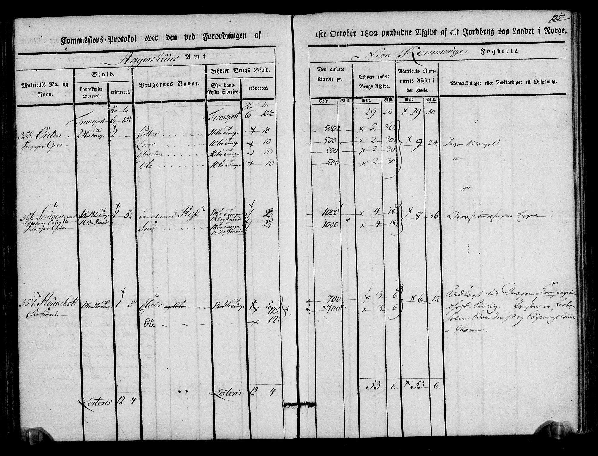 Rentekammeret inntil 1814, Realistisk ordnet avdeling, RA/EA-4070/N/Ne/Nea/L0017: Nedre Romerike fogderi. Kommisjonsprotokoll, 1803, s. 127