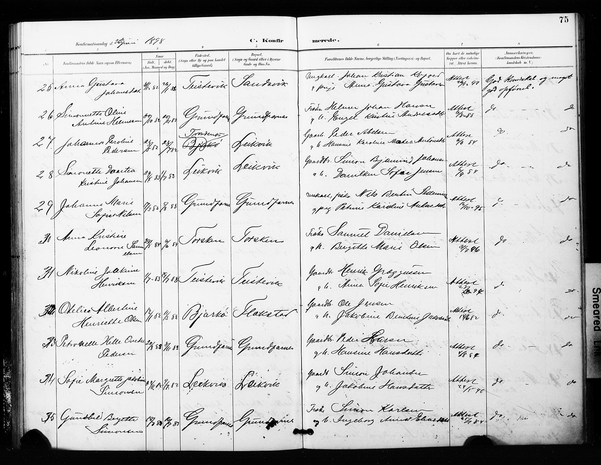 Berg sokneprestkontor, AV/SATØ-S-1318/G/Ga/Gaa/L0006kirke: Ministerialbok nr. 6, 1894-1904, s. 75