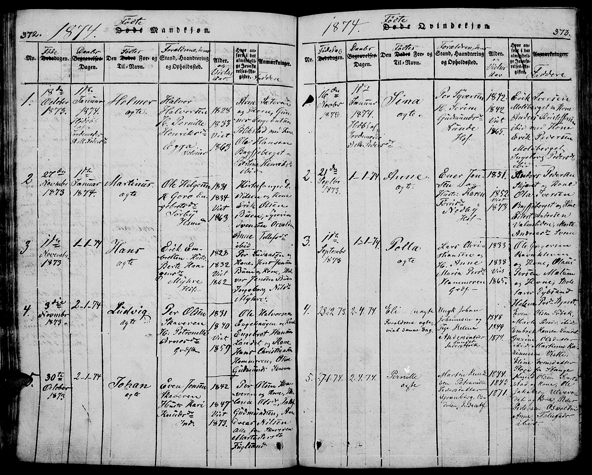 Trysil prestekontor, AV/SAH-PREST-046/H/Ha/Hab/L0005: Klokkerbok nr. 5, 1814-1877, s. 372-373