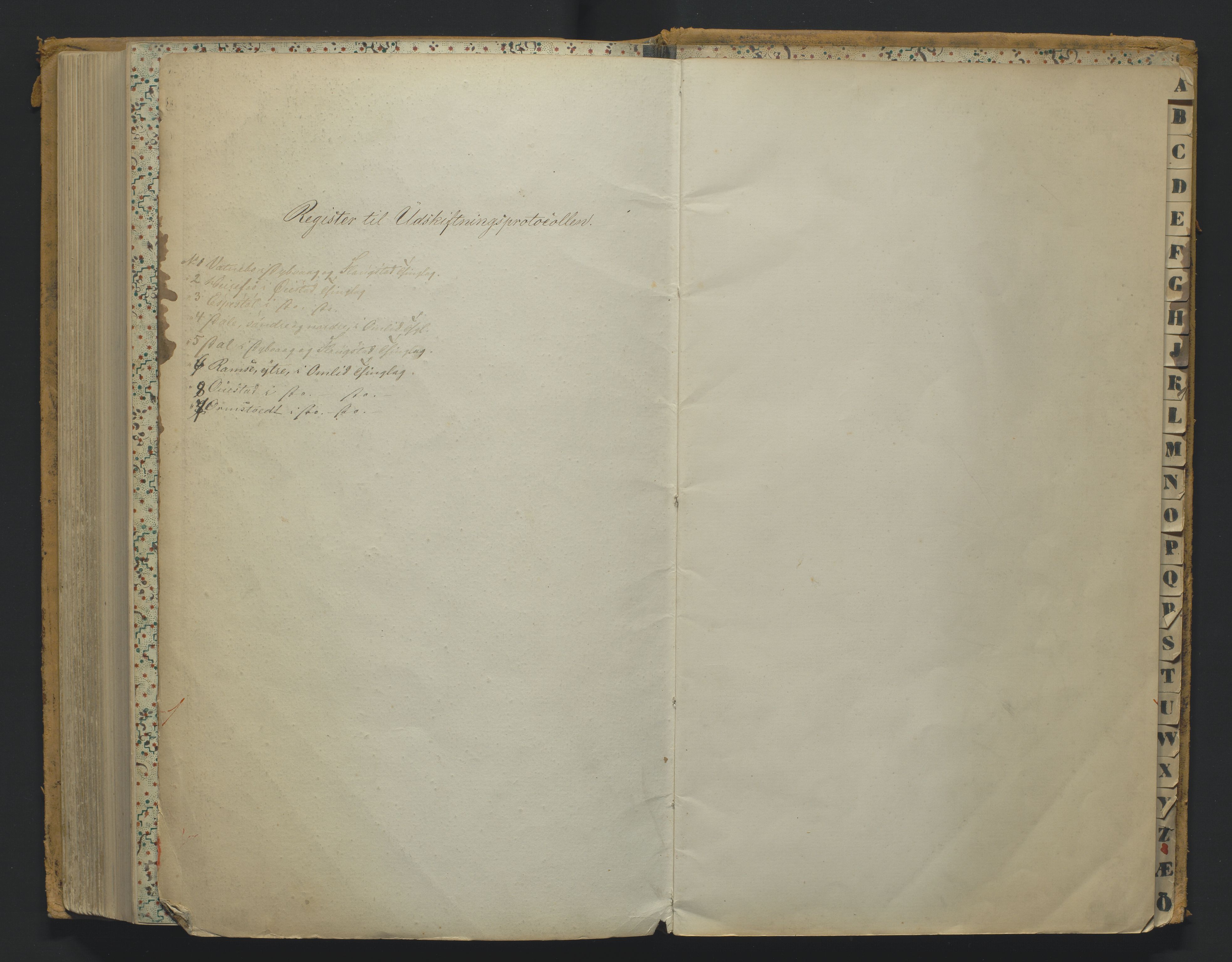 Utskiftningsformannen i Nedenes amt, SAK/1541-0002/F/Fa/Faa/L0003: Utskiftningsprotokoll med gårdsregister, Nedenes amt nr 3, 1862-1865