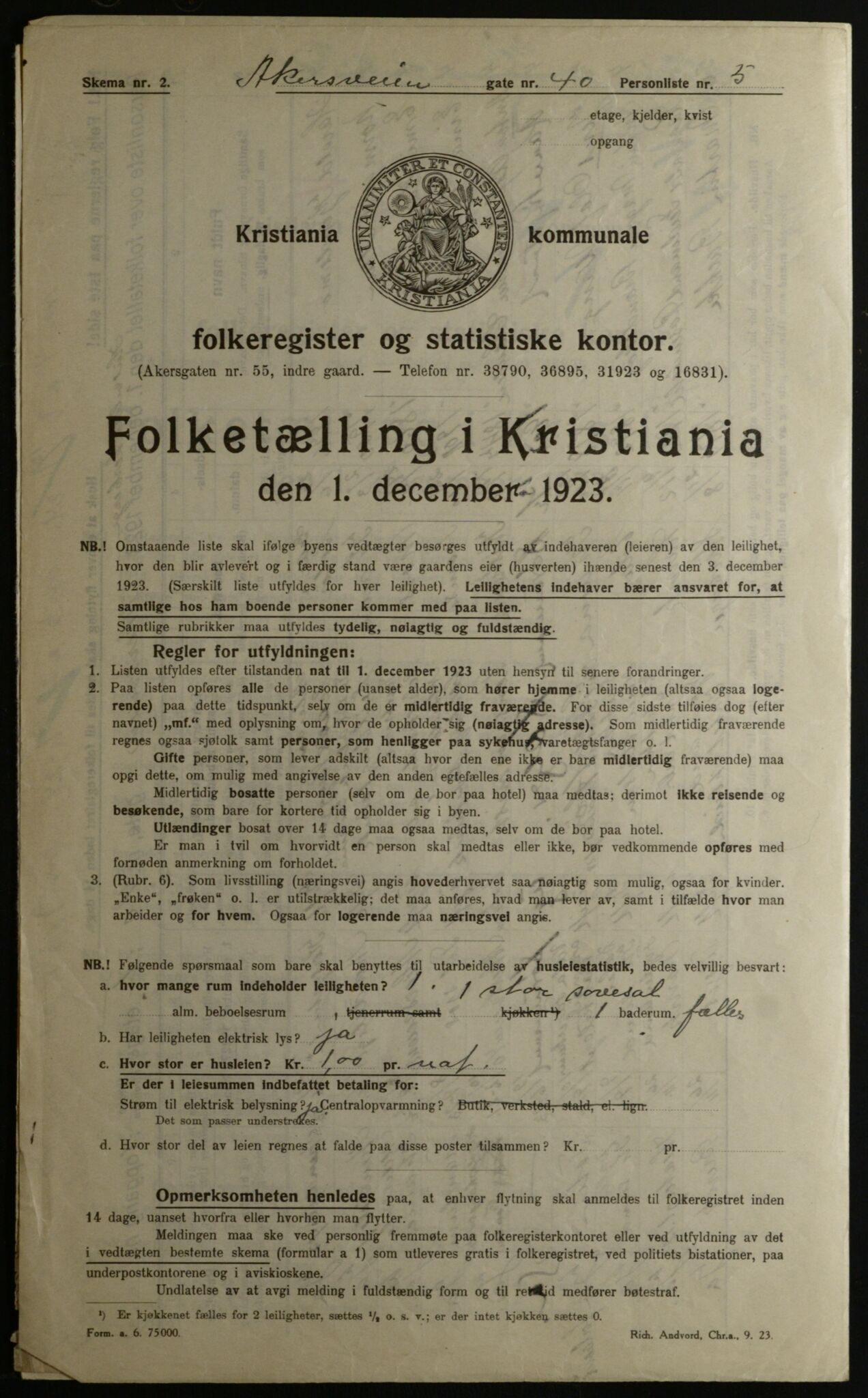 OBA, Kommunal folketelling 1.12.1923 for Kristiania, 1923, s. 1259