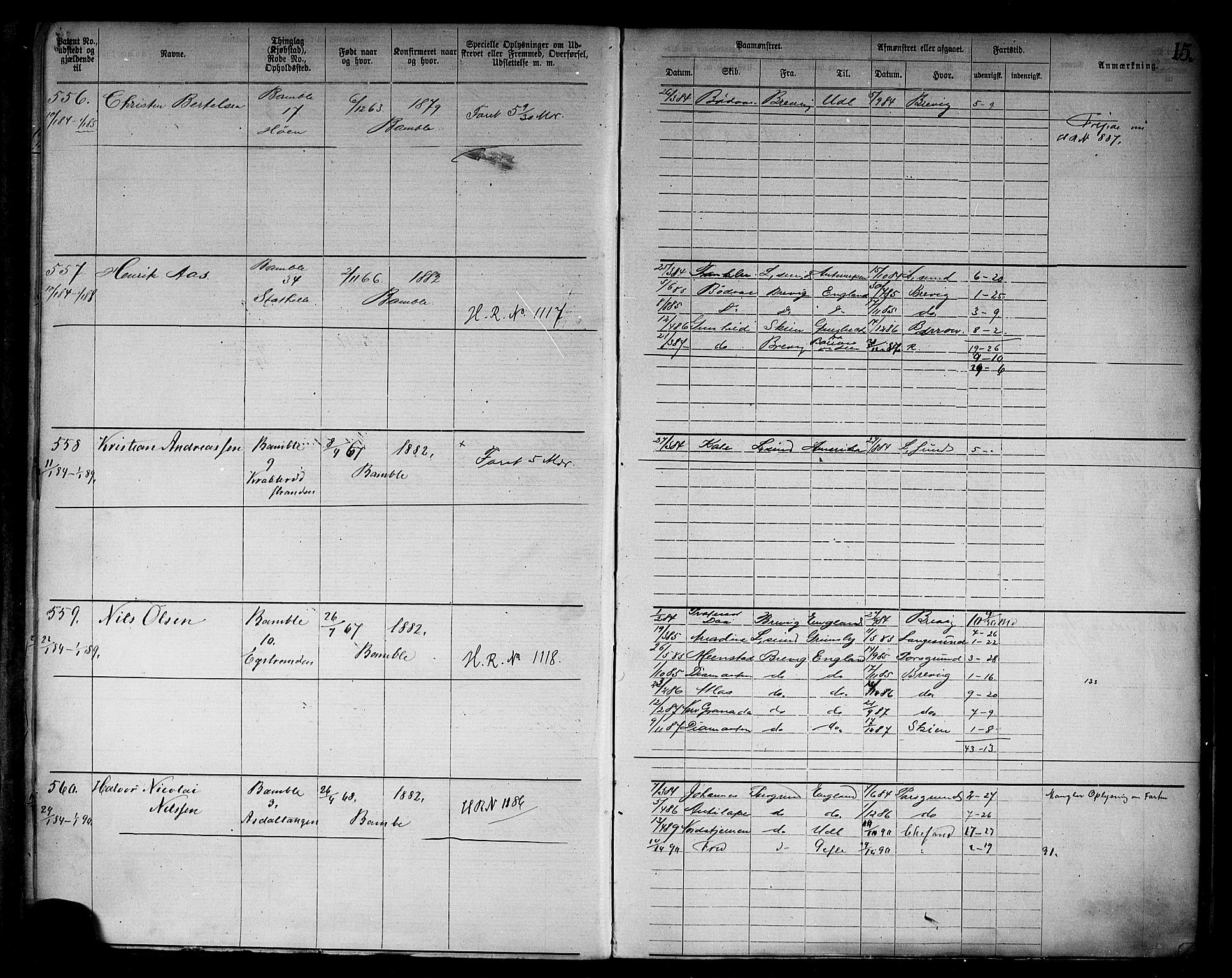 Langesund innrulleringskontor, AV/SAKO-A-831/F/Fb/L0004: Annotasjonsrulle, 1880-1911, s. 17