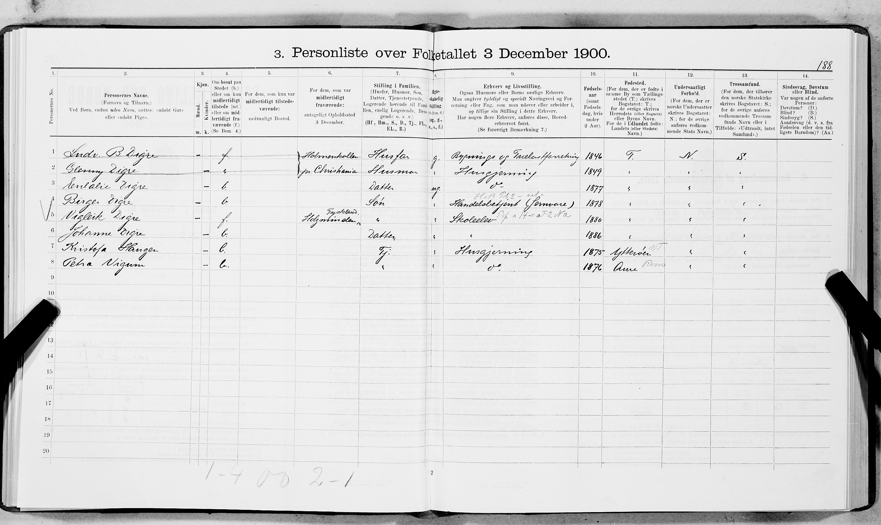 SAT, Folketelling 1900 for 1601 Trondheim kjøpstad, 1900, s. 4644