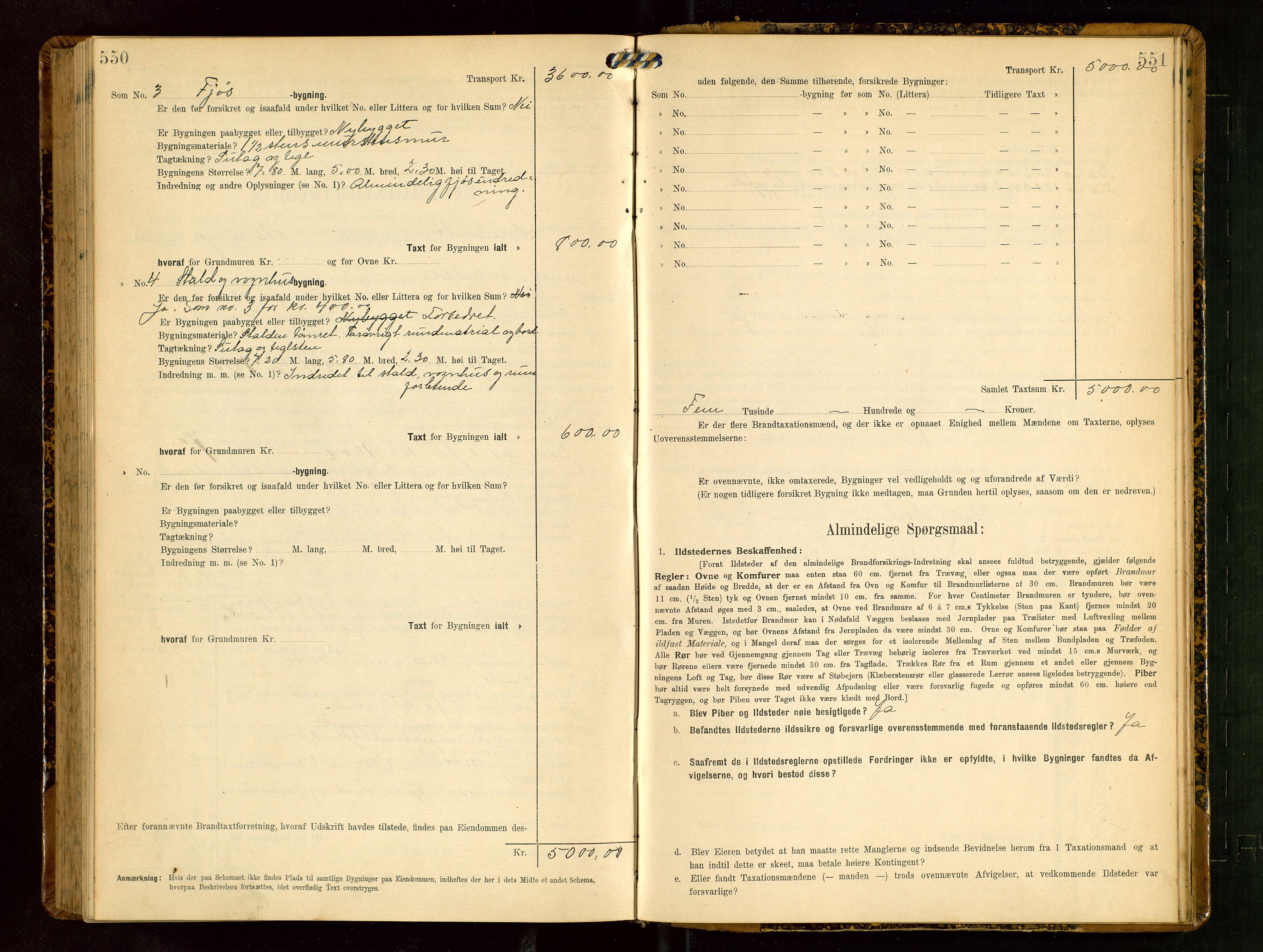 Håland lensmannskontor, AV/SAST-A-100100/Gob/L0003: Branntakstprotokoll - skjematakst. Register i boken., 1909-1910, s. 550-551