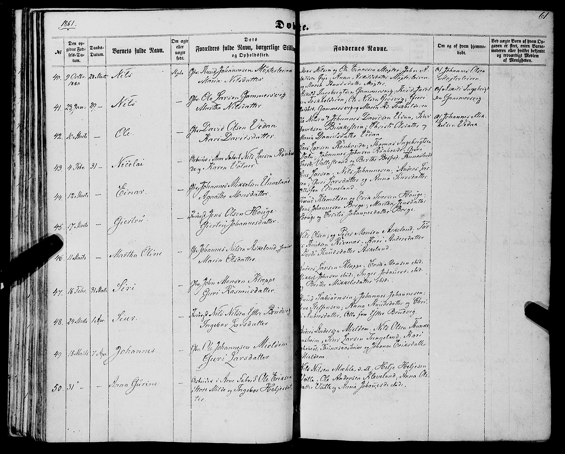 Haus sokneprestembete, AV/SAB-A-75601/H/Haa: Ministerialbok nr. A 17, 1858-1870, s. 61