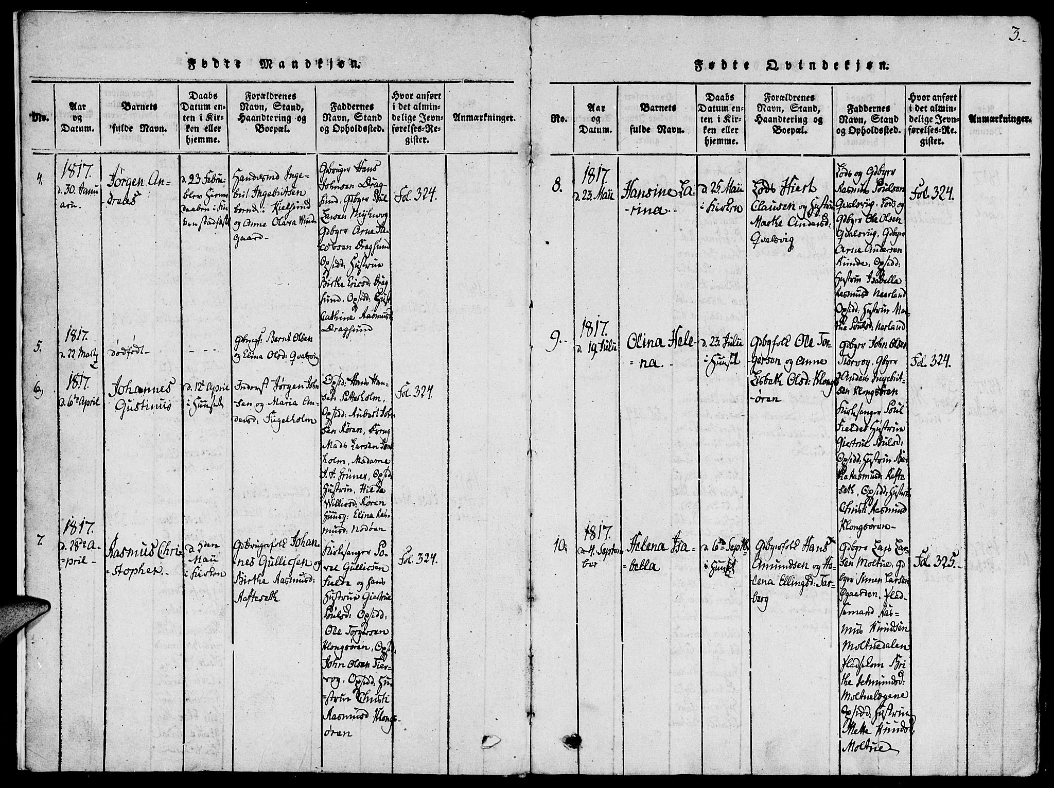 Ministerialprotokoller, klokkerbøker og fødselsregistre - Møre og Romsdal, AV/SAT-A-1454/507/L0069: Ministerialbok nr. 507A04, 1816-1841, s. 3