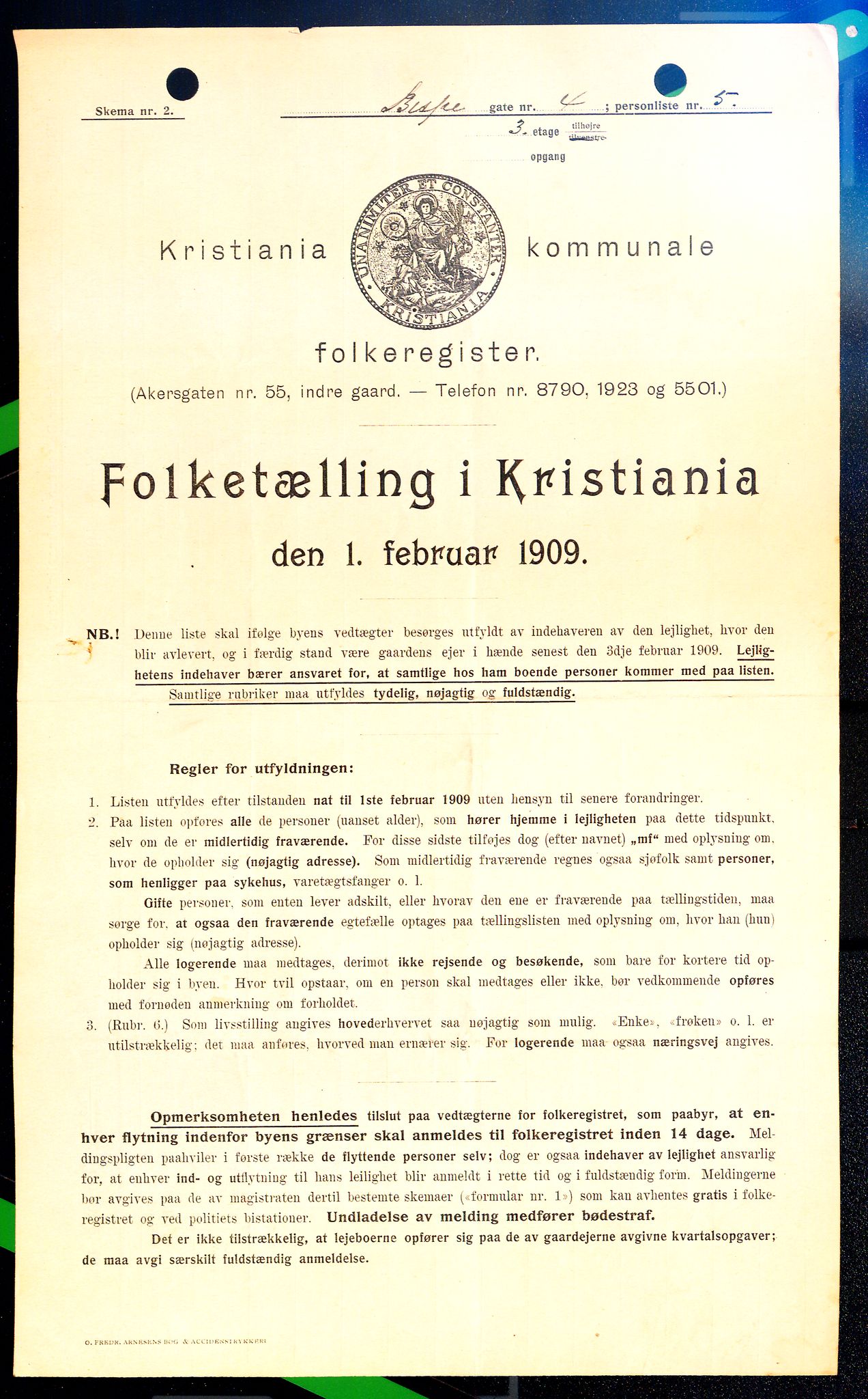 OBA, Kommunal folketelling 1.2.1909 for Kristiania kjøpstad, 1909, s. 4821
