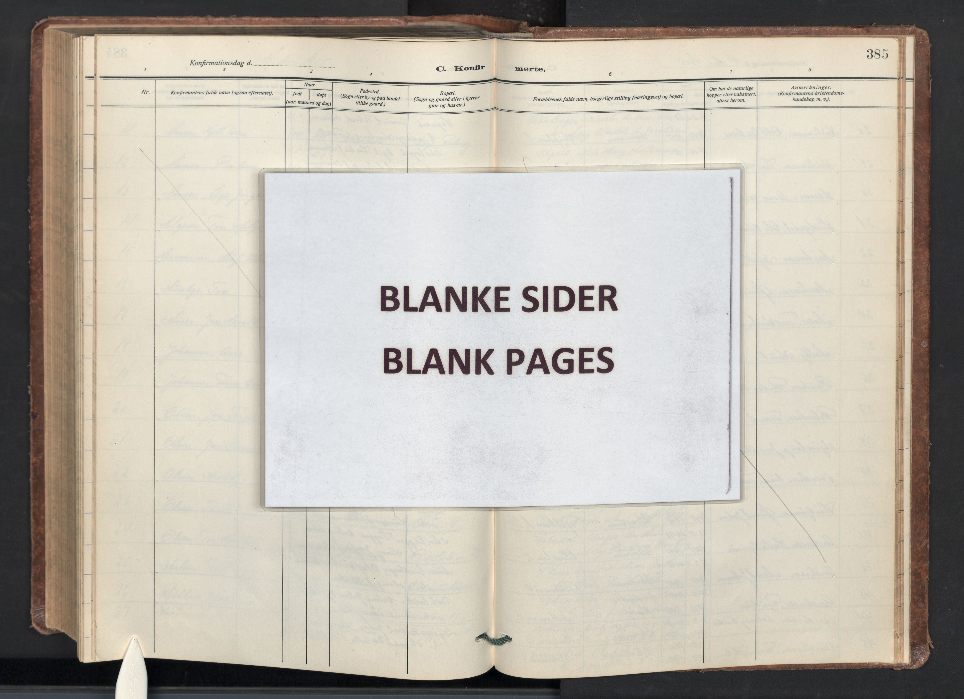 Glemmen prestekontor Kirkebøker, AV/SAO-A-10908/G/Ga/L0008: Klokkerbok nr. 8, 1923-1956, s. 385